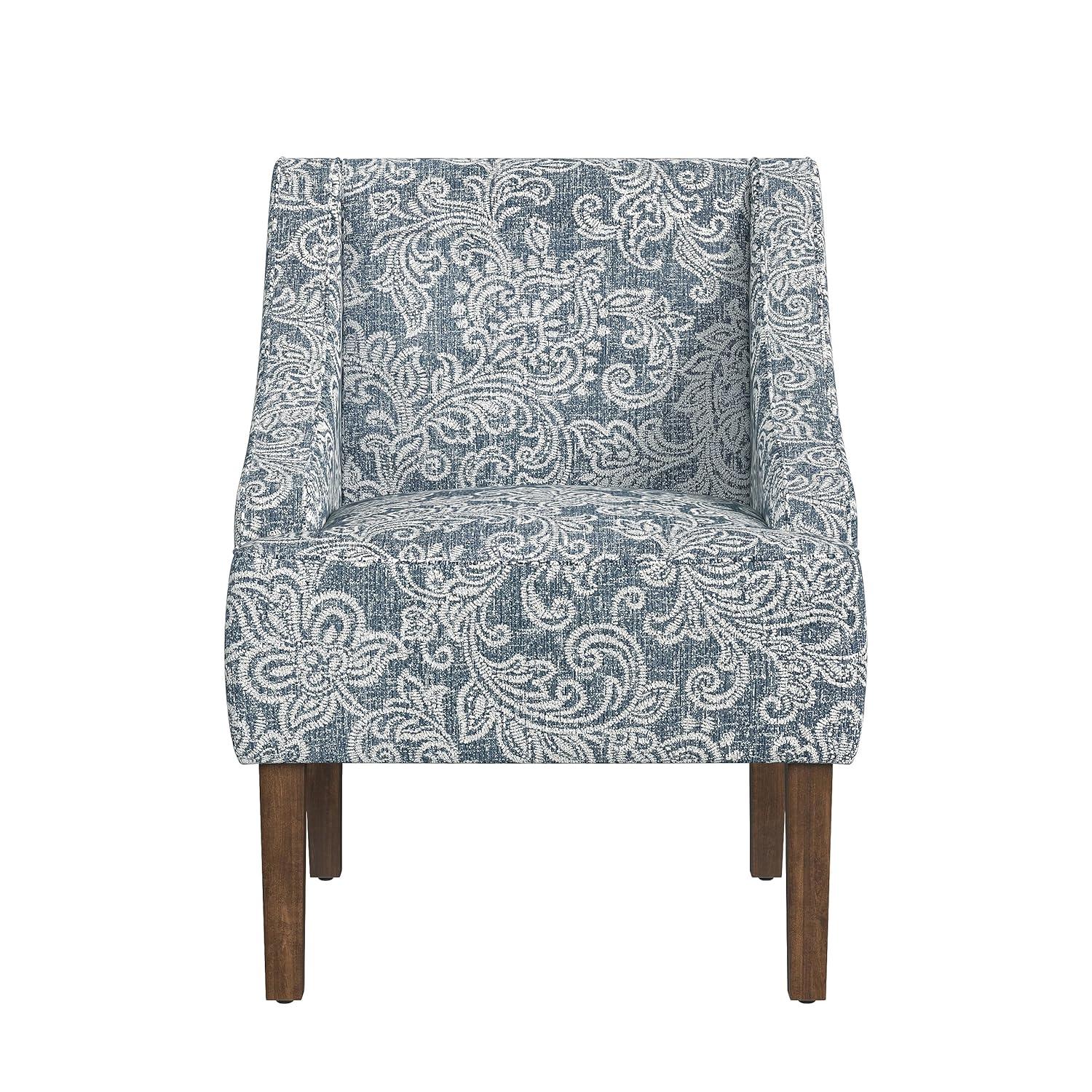 Classic Swoop Arm Chair Jacobean Print Denim - HomePop: Upholstered Polyester, Foam Fill, Hardwood Frame