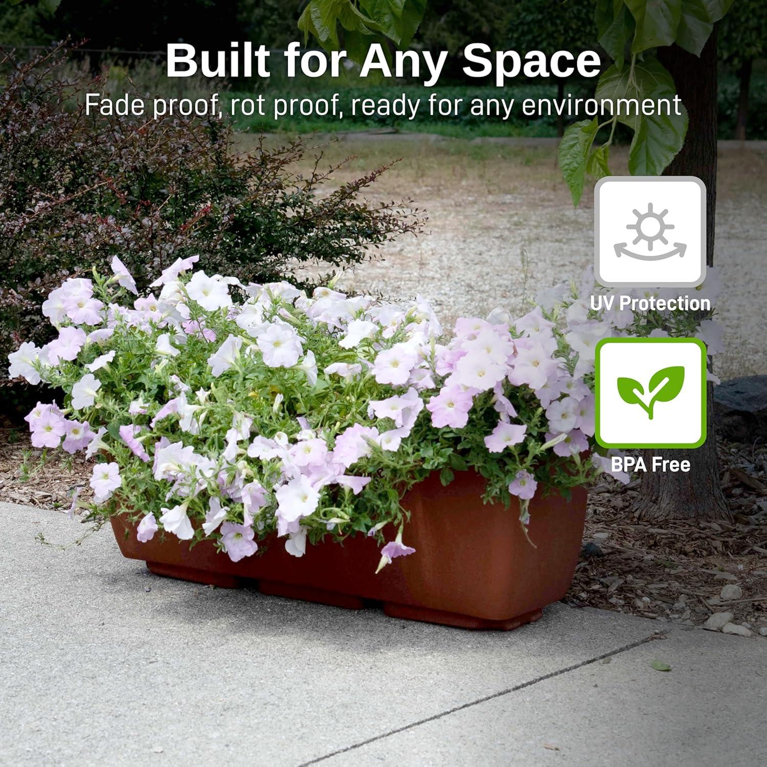 RTS Home Accents 36 inch x 15 inch Polyethylene Rectangular Planter, Terra Cotta Color