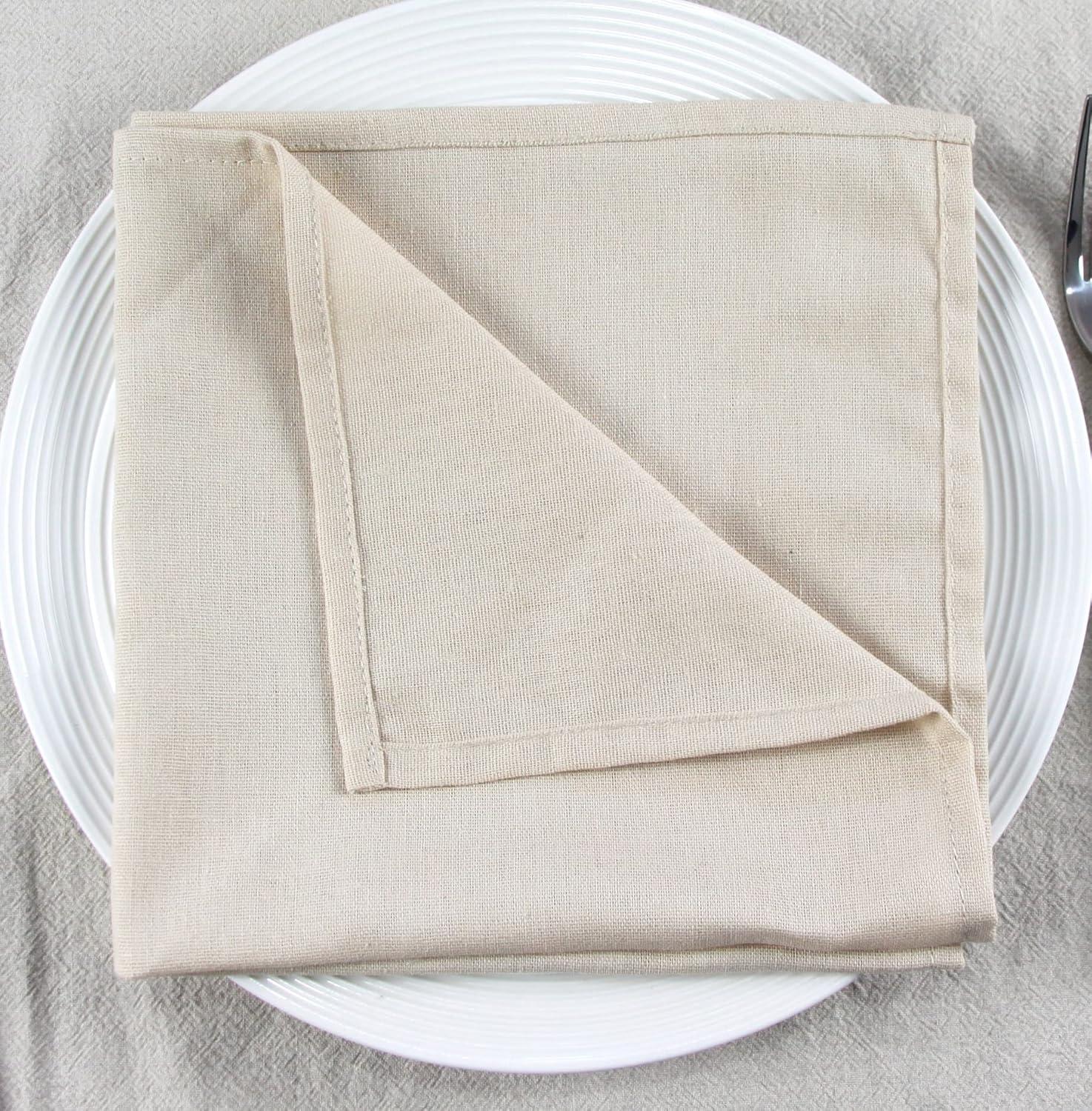 Solid Color Linen Cotton Thin Dinner Cloth Napkins Set of 12 (40 x 40 cm) for Events & Home Use