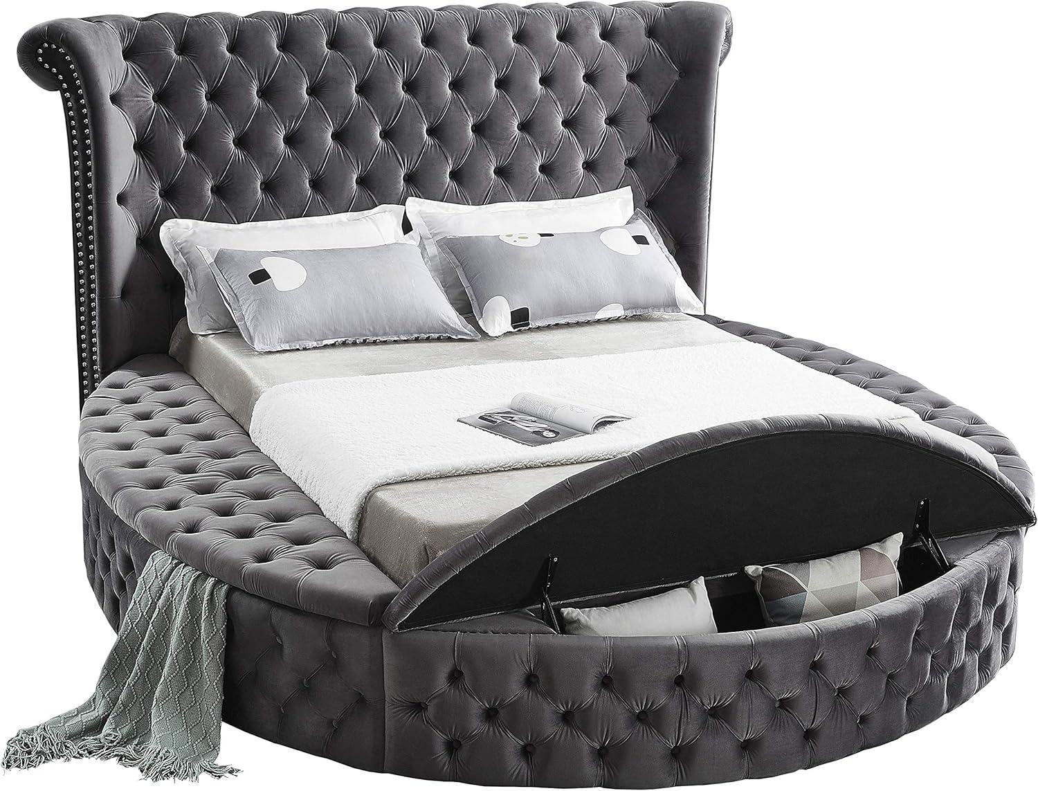 Meridian Furniture Luxus Gray Velvet King Bed