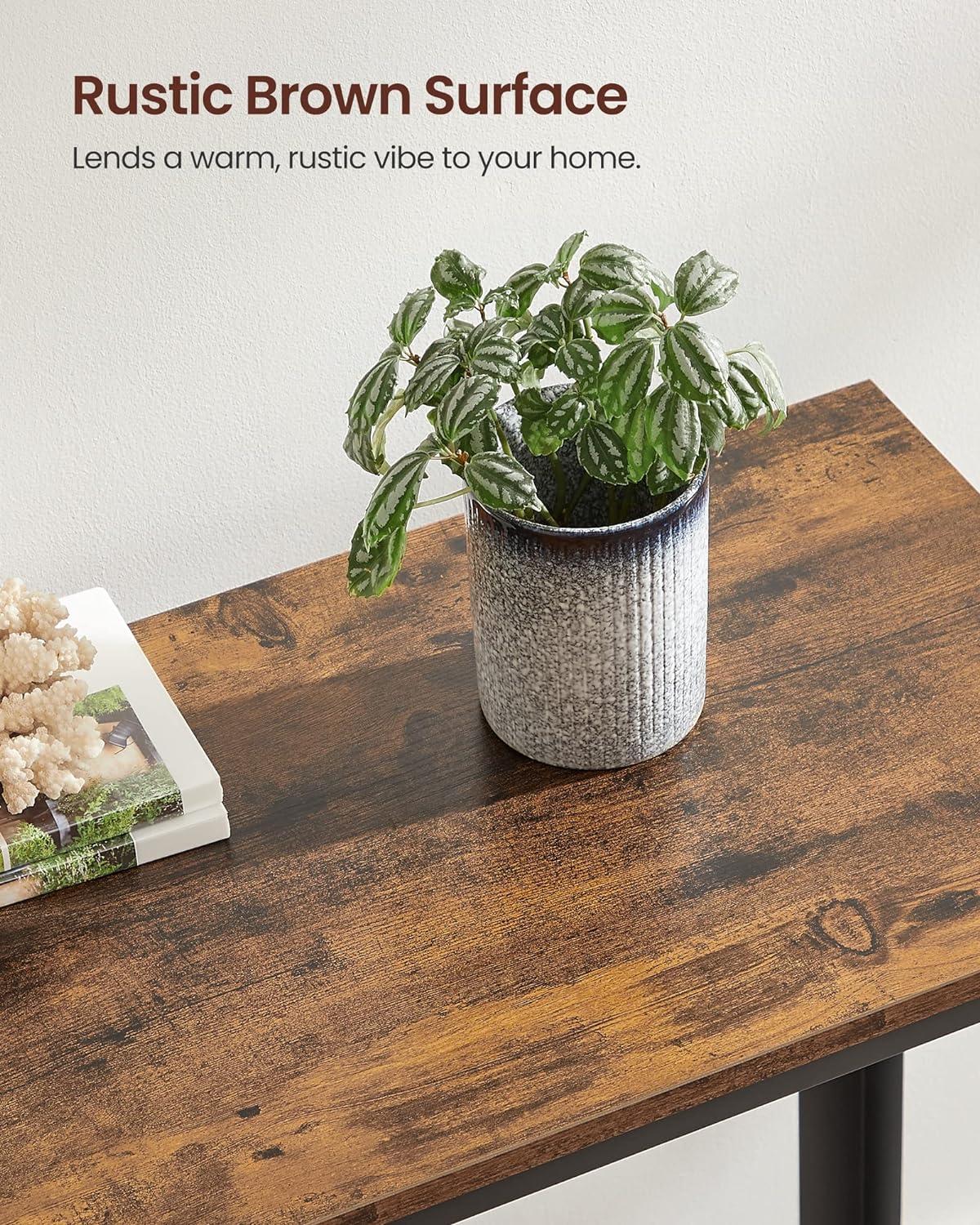 Vasagle Console Table Metal Frame for Entryway Living Room, Rustic Brown"