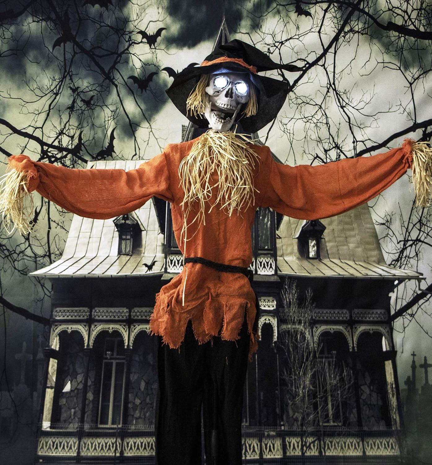 Haunted Hill Farm Haunted Hill Farm 15-ft. Animatronic Scarecrow for covered outdoor Halloween decoration
