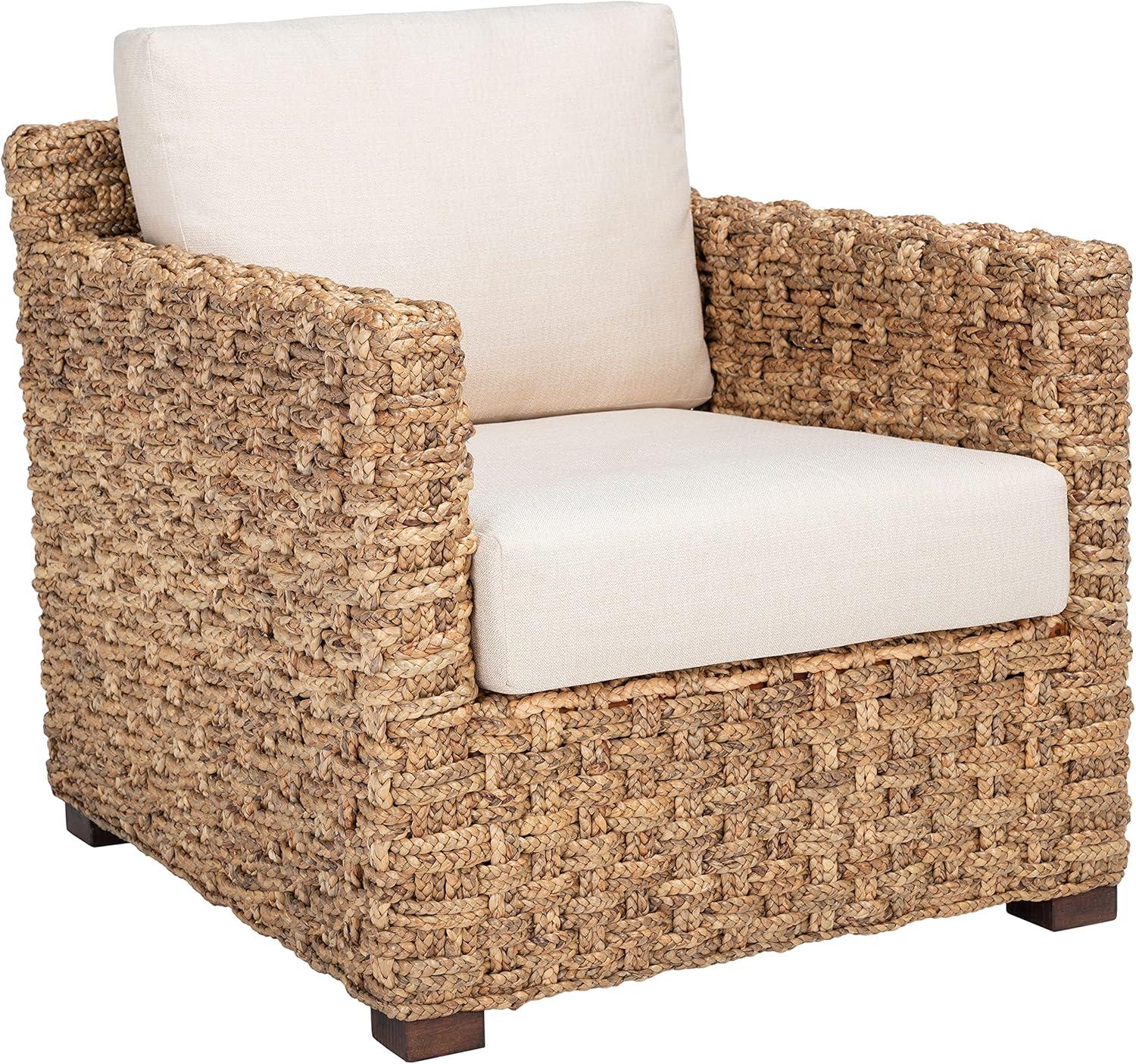 Gregory Beige Water Hyacinth Accent Chair with Cushions