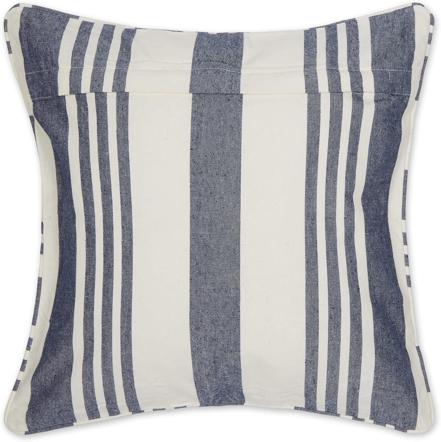 2pc 18"x18" Bold Chambray Striped Recycled Cotton Square Throw Pillow Cover - Design Imports