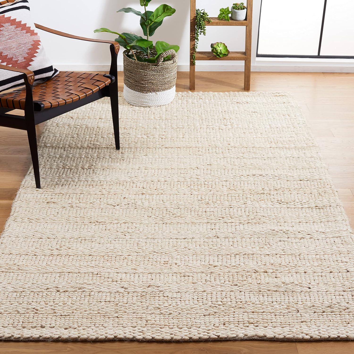 Handmade Bleach Cotton Braided Square Area Rug