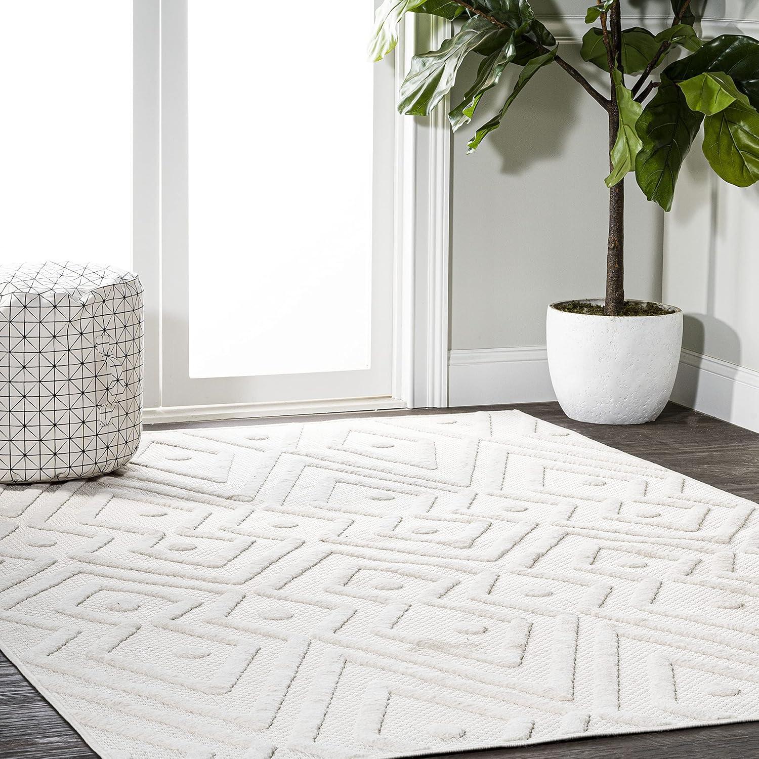 3'x5' Balansat Moroccan Diamond Indoor/Outdoor Area Rug, Ivory - JONATHAN Y