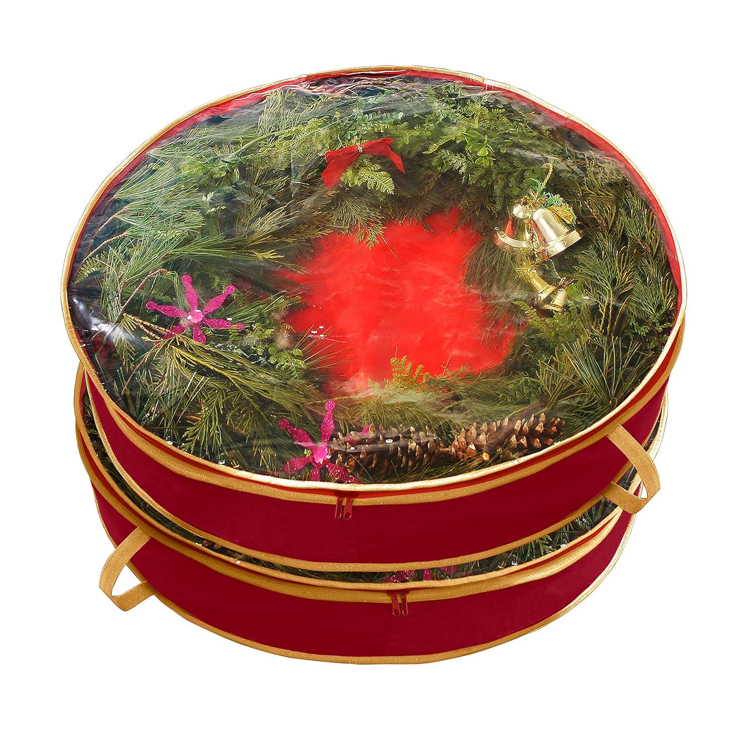 Simplify 2 Pack 30 Inch Christmas Holiday Wreath Bag in Red