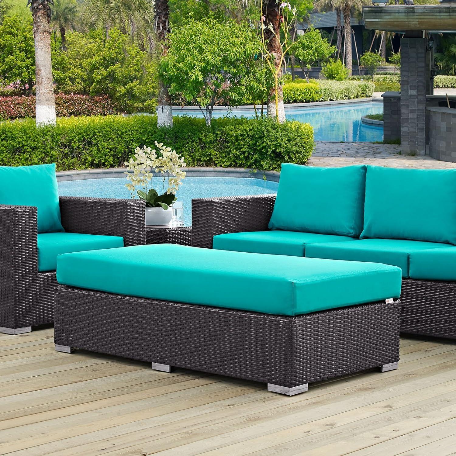 Elswick Rectangle Outdoor Ottoman with Cushion