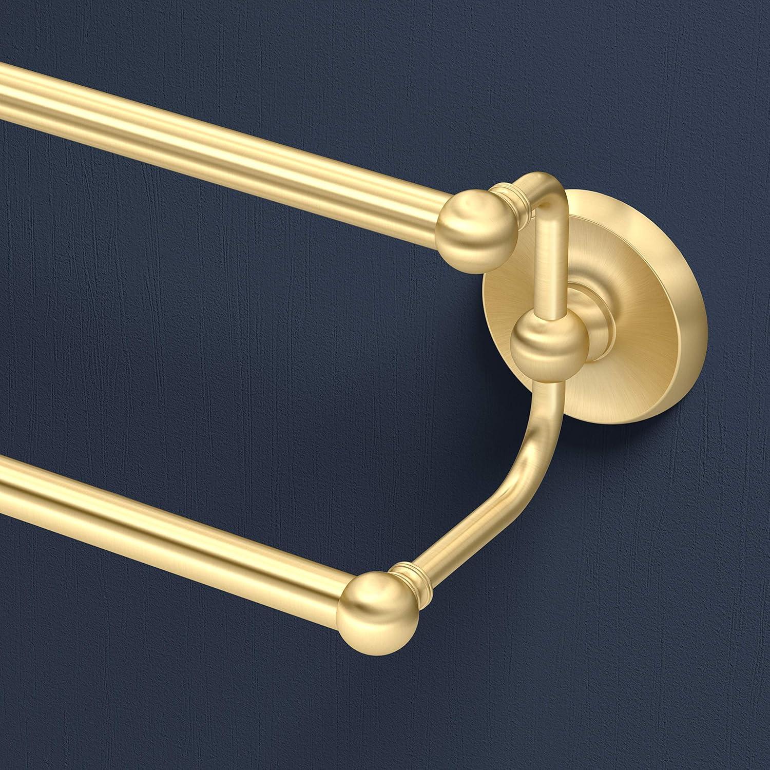 Brushed Brass Wall Mounted Double Towel Bar, 24 Inch