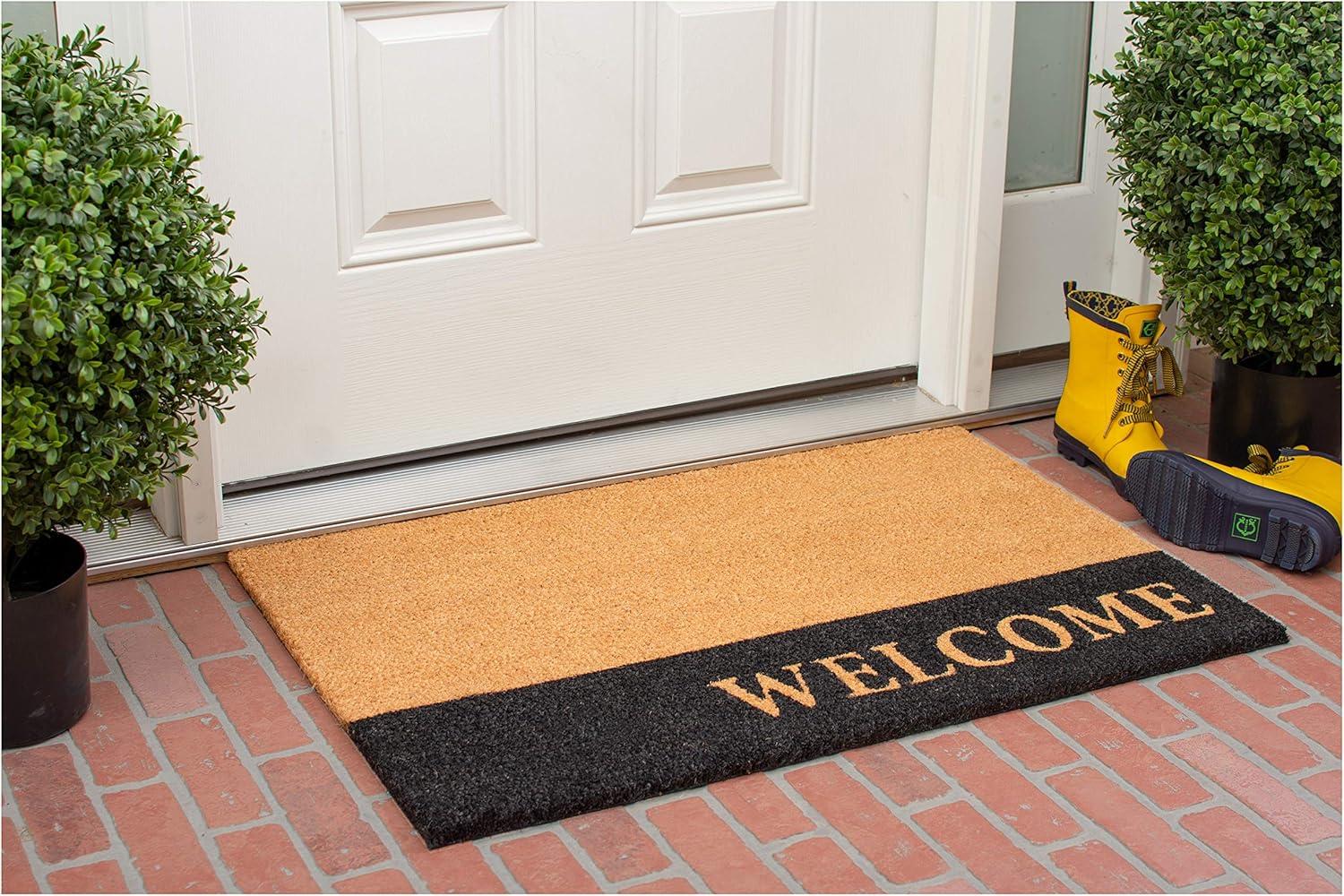 Welcome Black Stripe Doormat, 30" x 48"