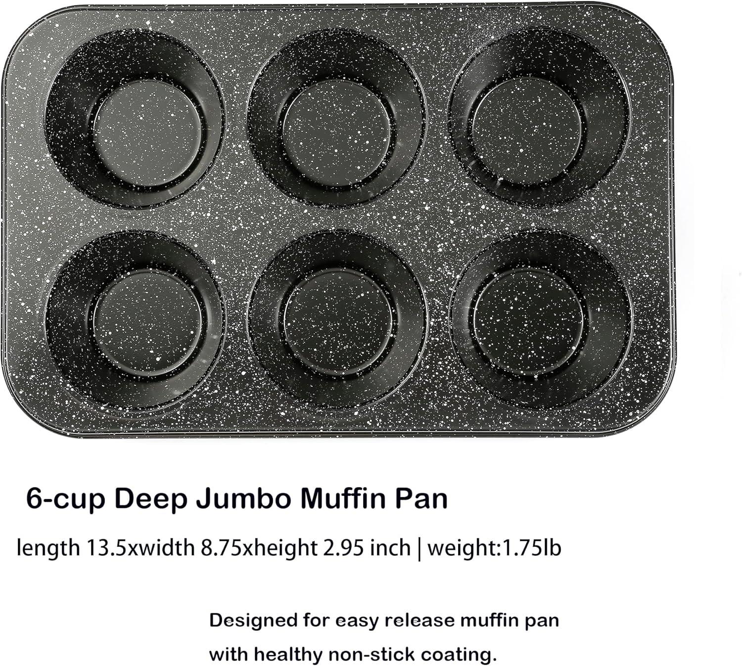 Gray Granite Non-Stick Jumbo 6-Cup Muffin Pan