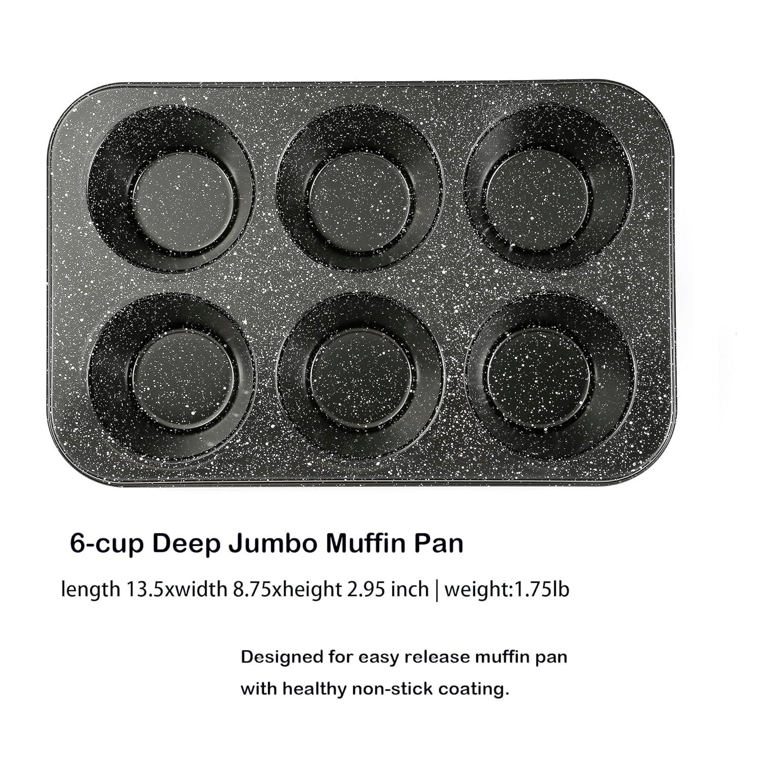 Gray Granite Non-Stick Jumbo 6-Cup Muffin Pan