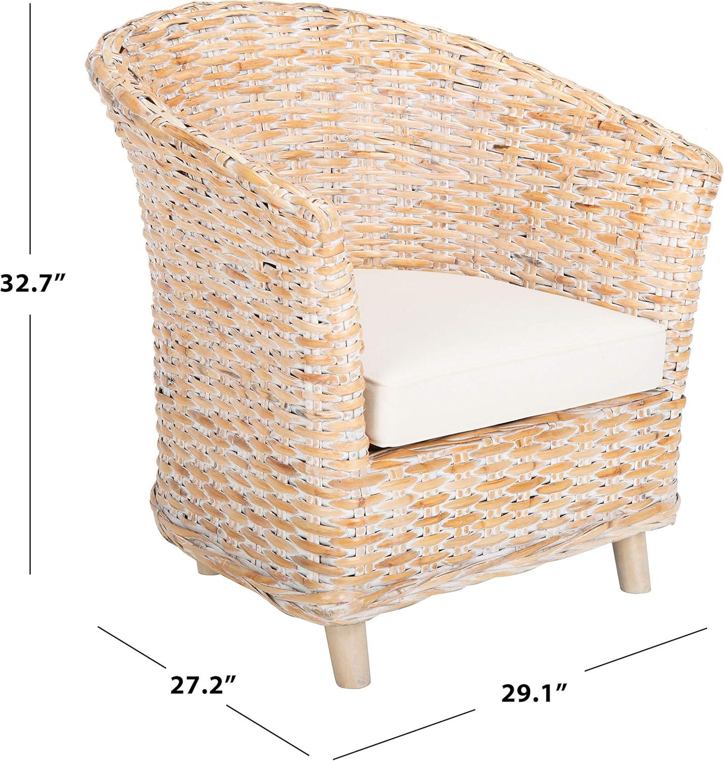 Omni Barrel Chair - FOX6501 - White/White Washed - Safavieh