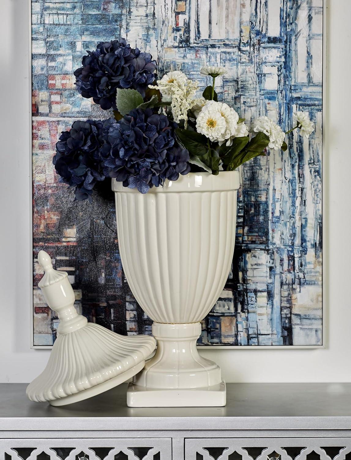 26" Modern Ceramic Urn Vase White - Olivia & May: Large Tabletop Decor, Novelty Design