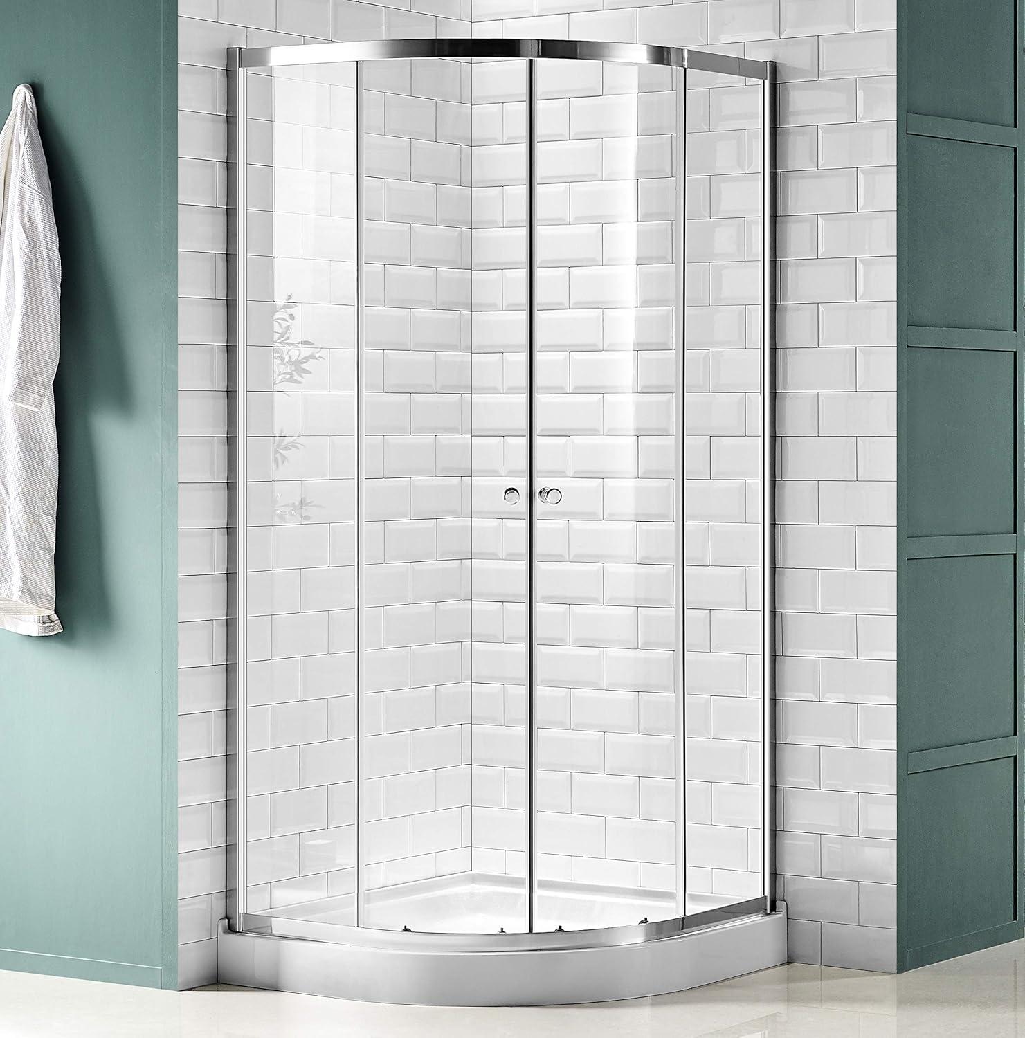 ANZZI Mare Series 35.2'' W 76'' H Framed Round Reversible Shower Enclosure SD-AZ050-01CH