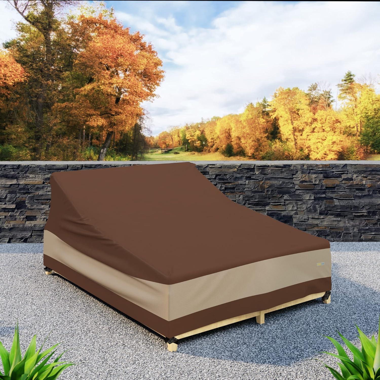Duck Covers Ultimate Waterproof 82 Inch Double Wide Patio Chaise Lounge Chair Cover, Patio Furniture Covers