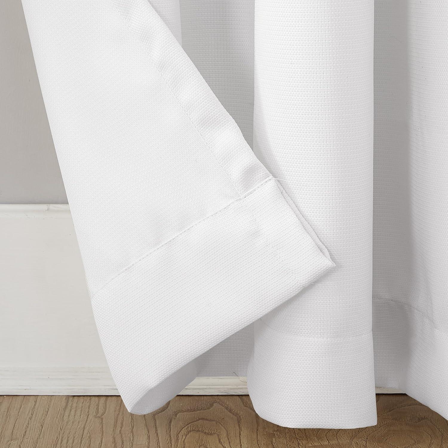 White Semi-Sheer Grommet Curtain Panels, 84" Length