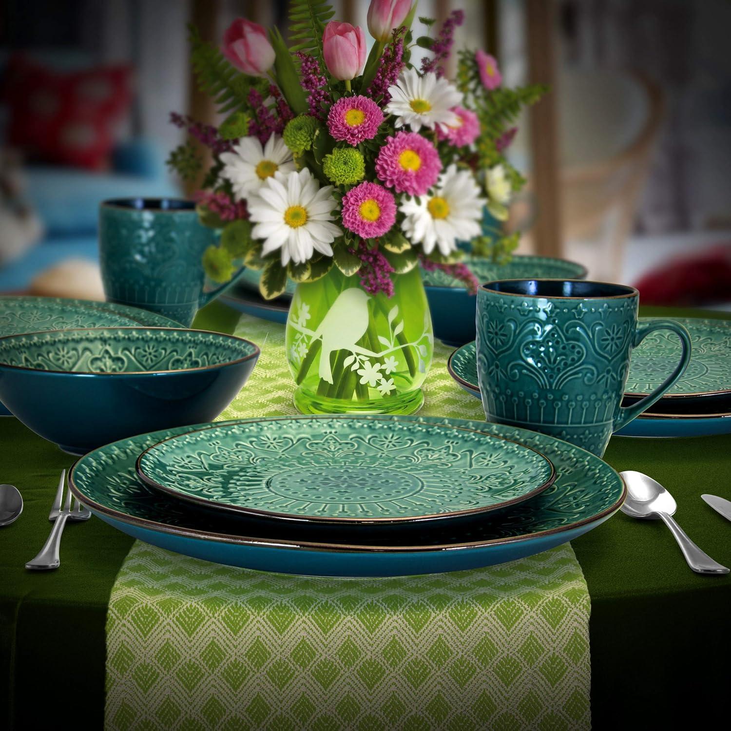 Sea Foam Green Ceramic 16-Piece Dinnerware Set