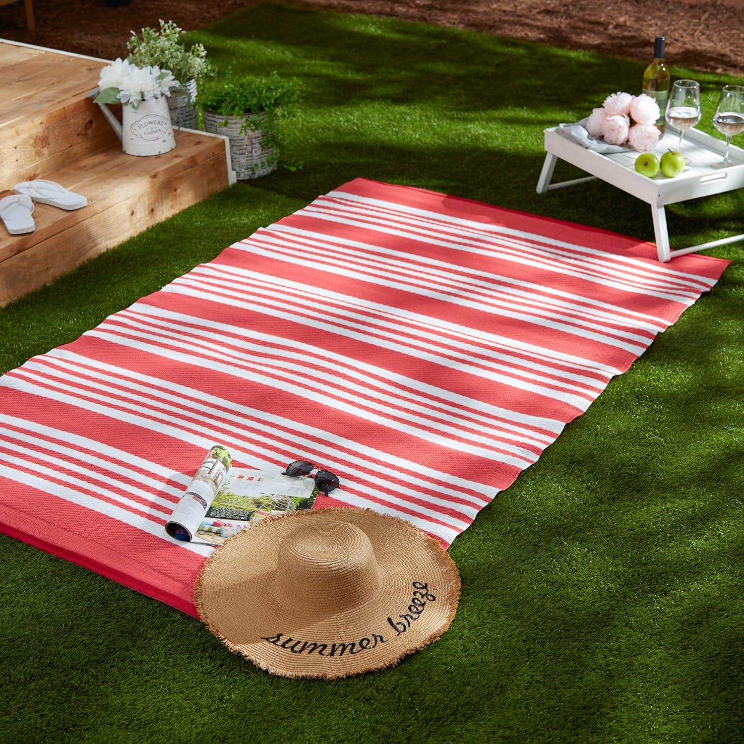 DII Outdoor Rug Collection Reversible Woven Polypropylene Mat, 4x6-Feet, Coral