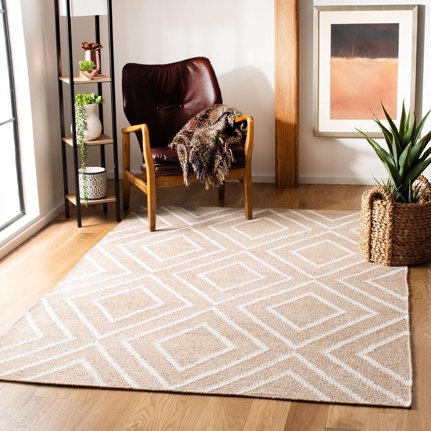 Whittlesey Hand Woven 80% Viscose, 20% Wool Geometric Rug