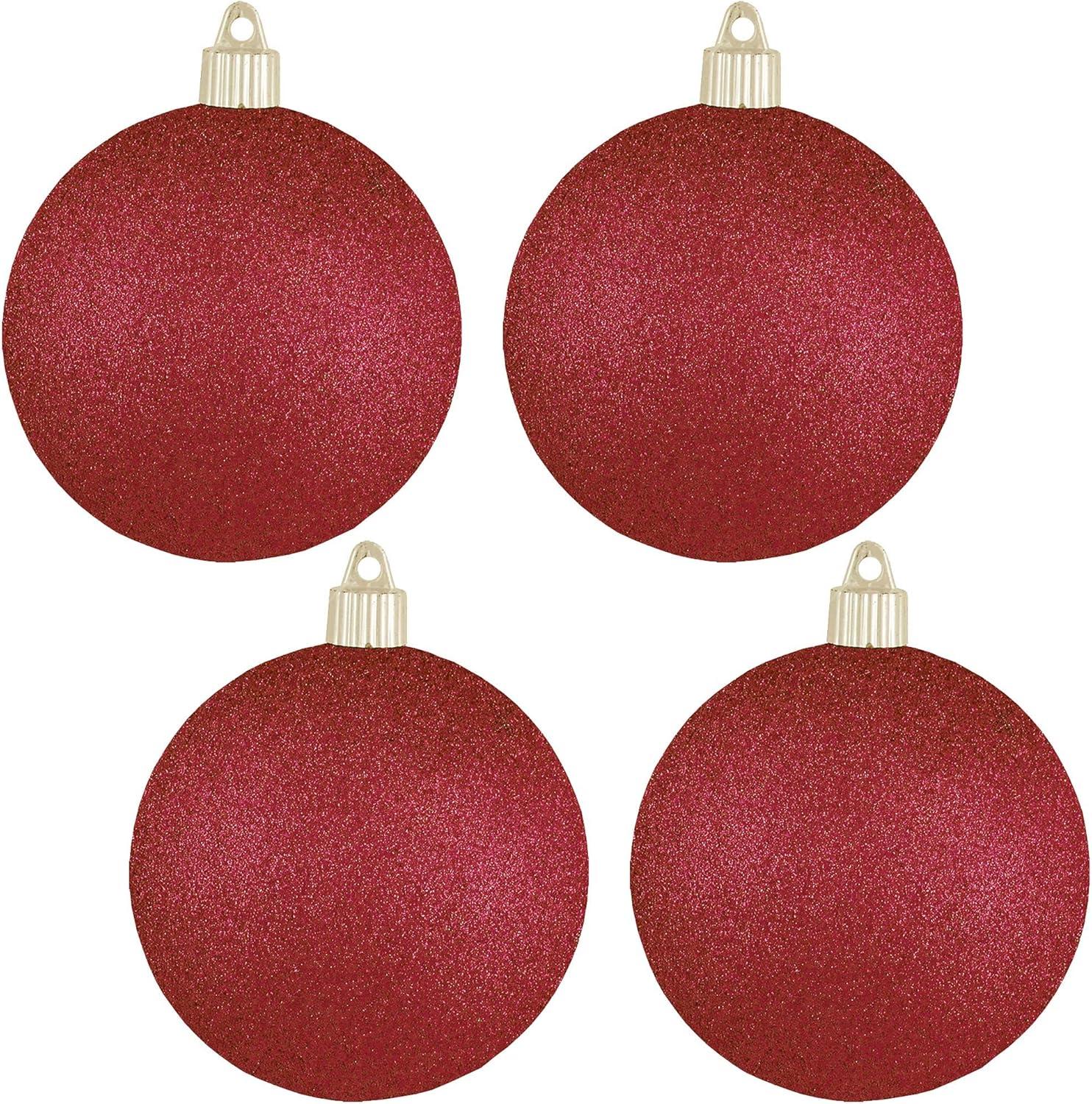 Red Glitter Shatterproof Plastic Christmas Ball Ornaments Set