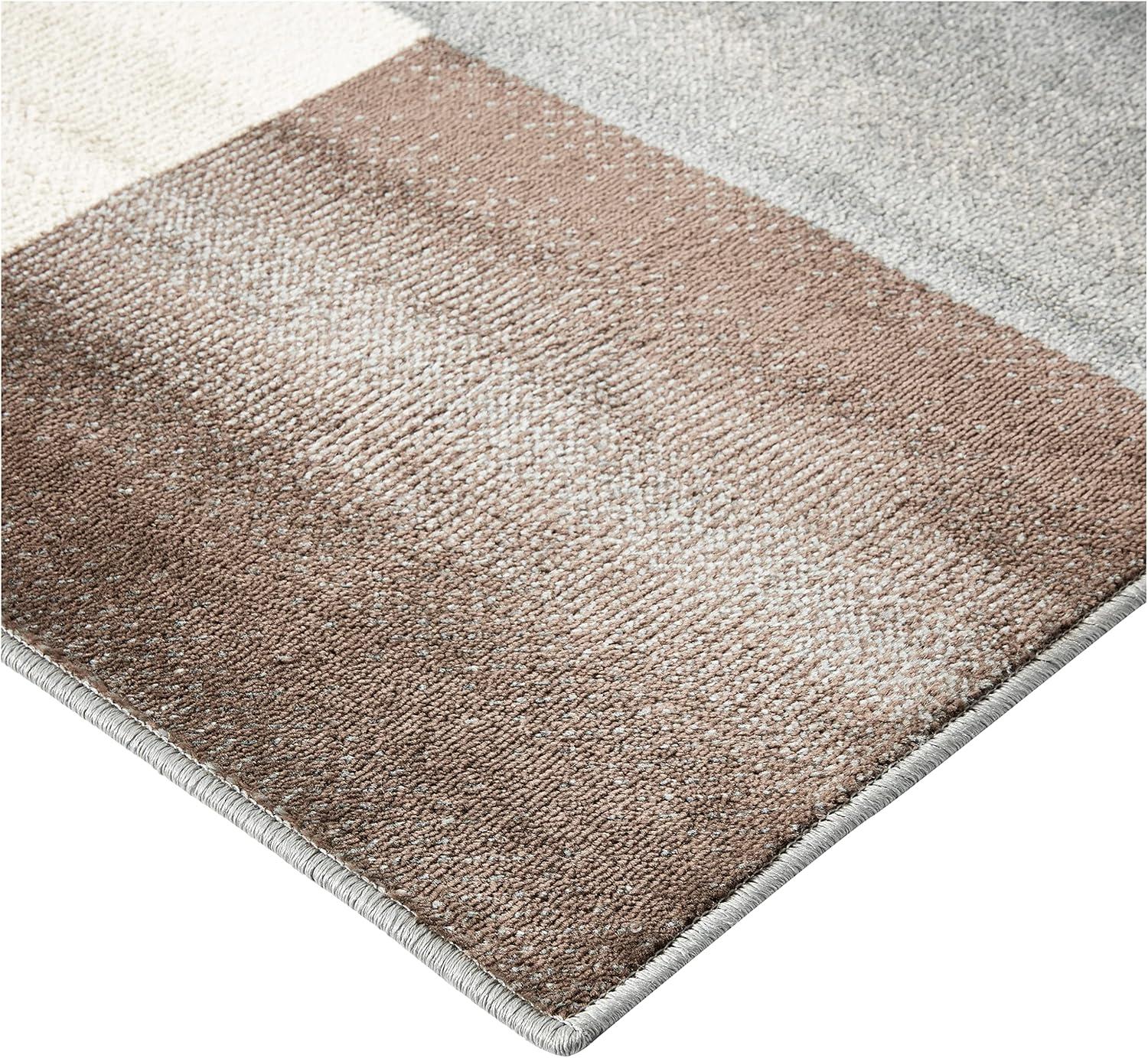 Superior Color Block Area Rug 8' x 10', Plush Indoor Rugs For Living Room Bedroom, Grey