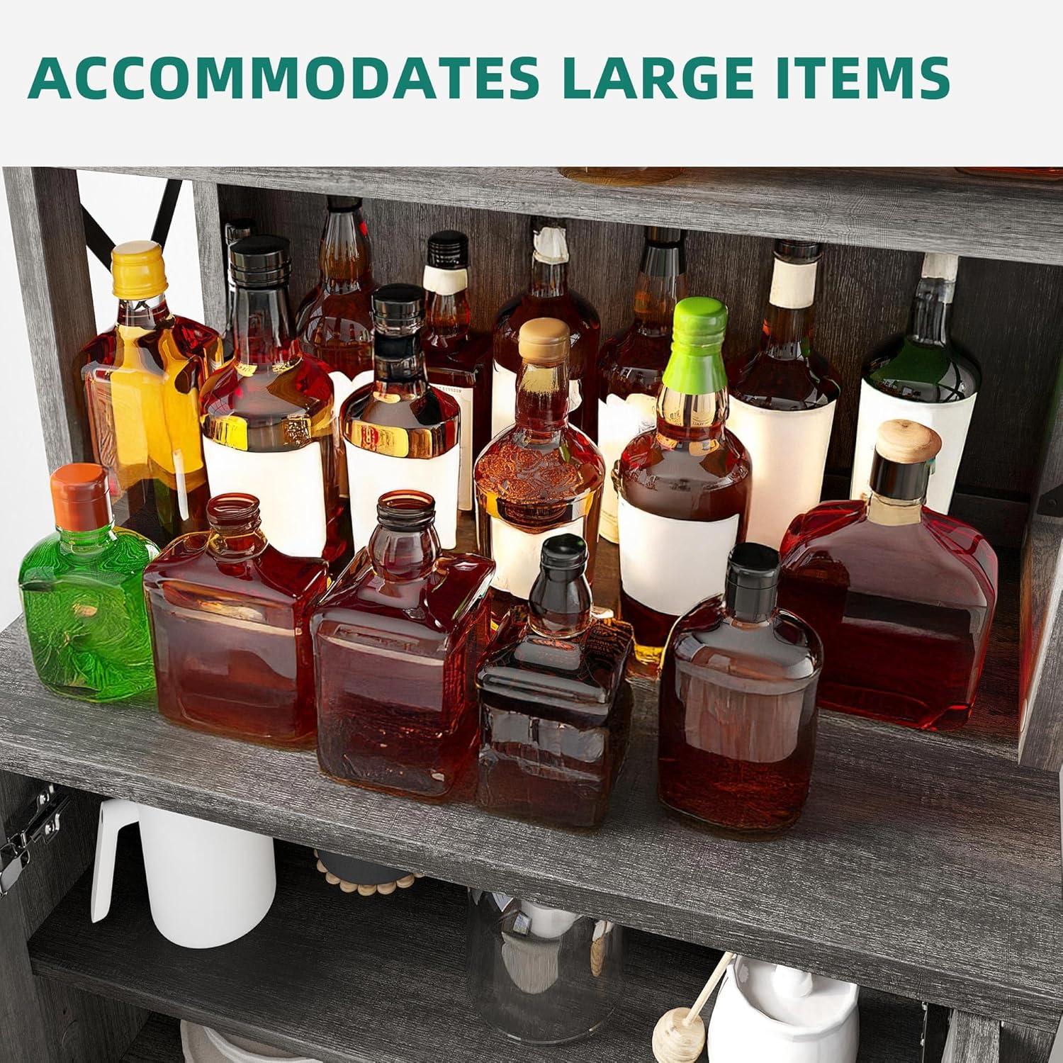 Moasis Bar Cabinet for Liquor and Glasses Dining Kitchen Cabinet with Wine Rack White