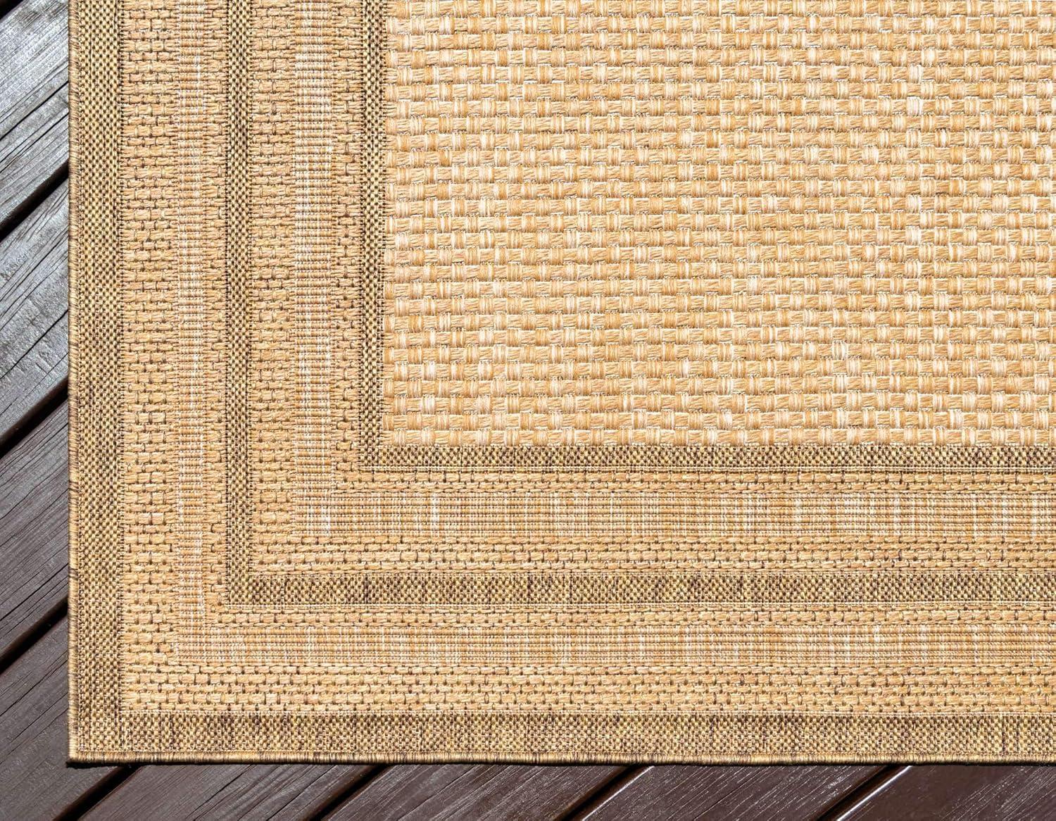 Unique Loom 2' 2 x 3' 0 Tan Outdoor Border Multi Border Area Rug