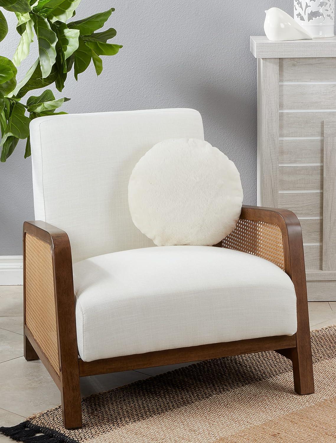 Saro Faux Rabbit Fur Collection Reversible Throw Pillow