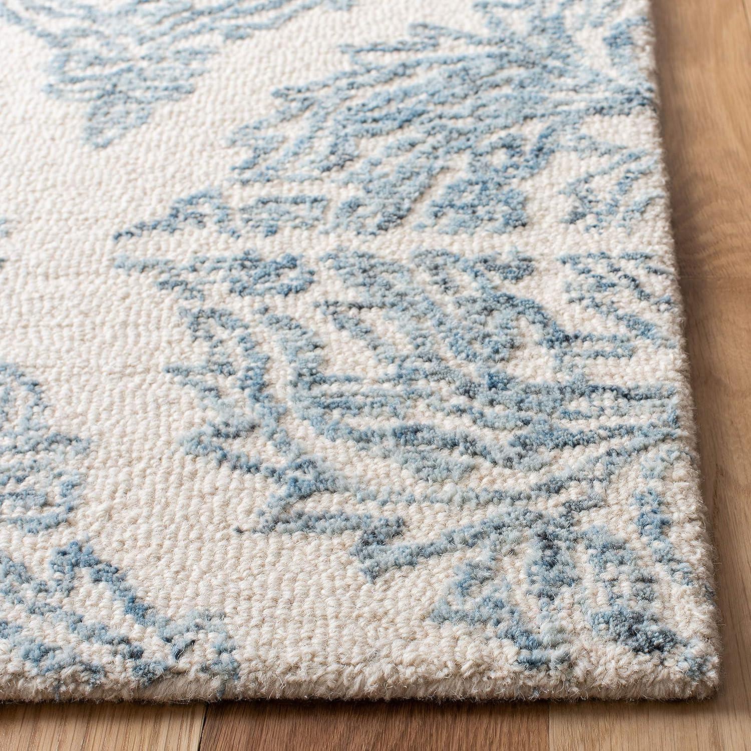 Abstract ABT346 Hand Tufted Area Rug - Ivory/Blue - 6' X 6' Square - Safavieh.