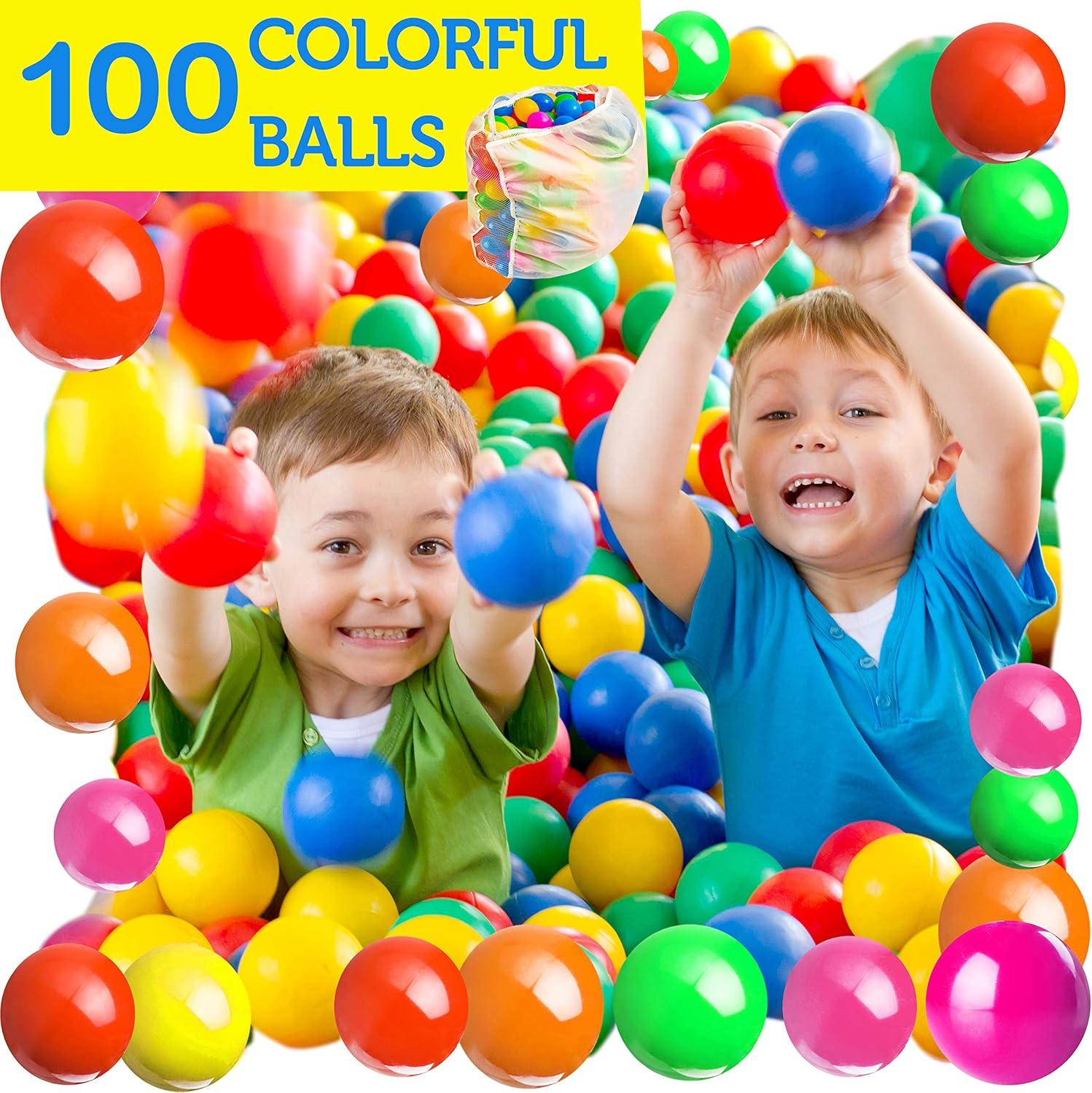 Kiddey Kids Ball Pit Play Tent - 100 Ball Pit Balls Included - Pops up No Assembly Required - Use as a Ball Pit or As an Indoor/Outdoor Play Tent, (Ball Pit with Balls)