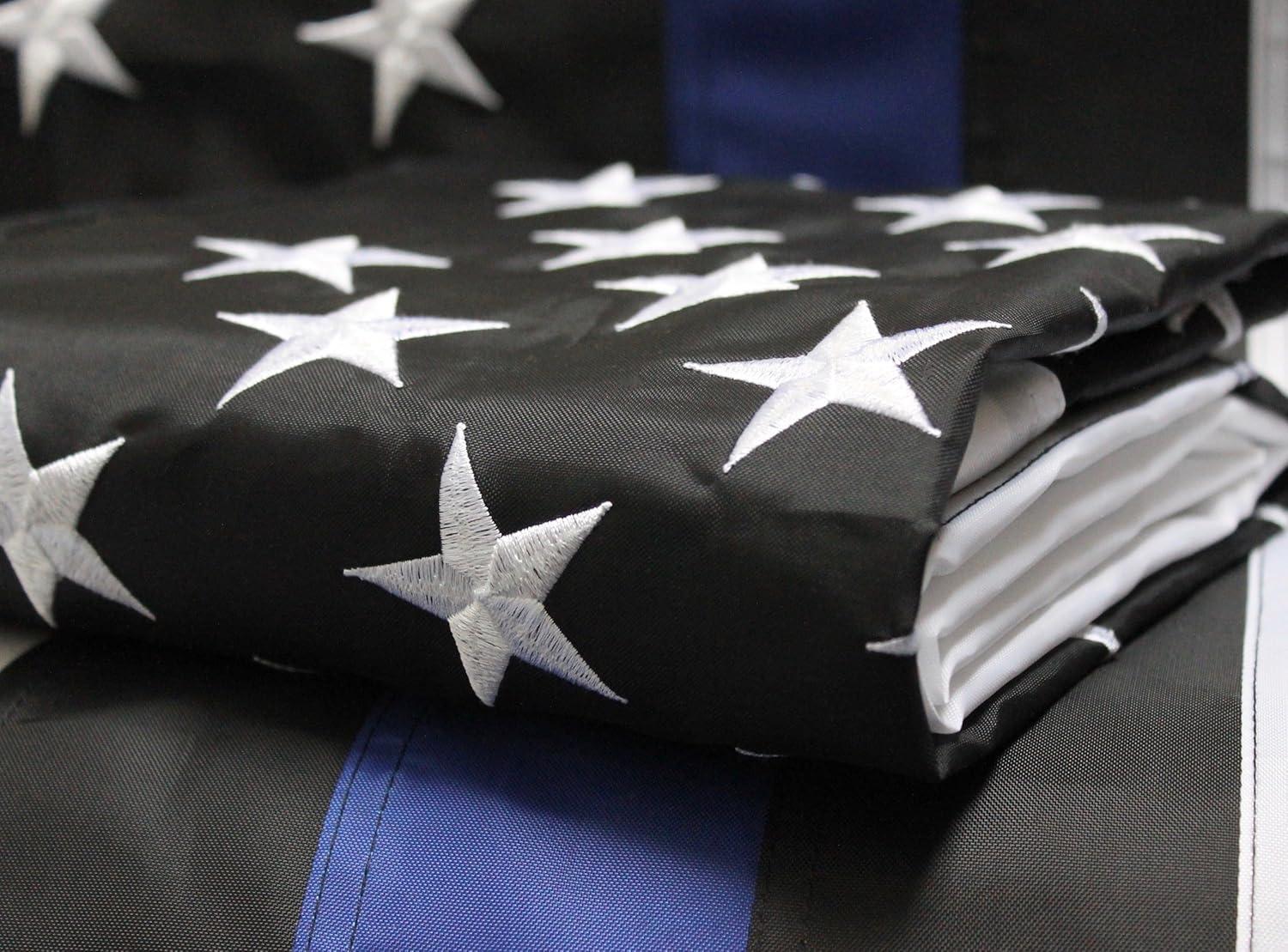Thin Blue Line Flag United States Policeman Banner Polyester 3x5 Foot Flags Vivid Color and UV Fade Resistant Flag Outdoor Banner