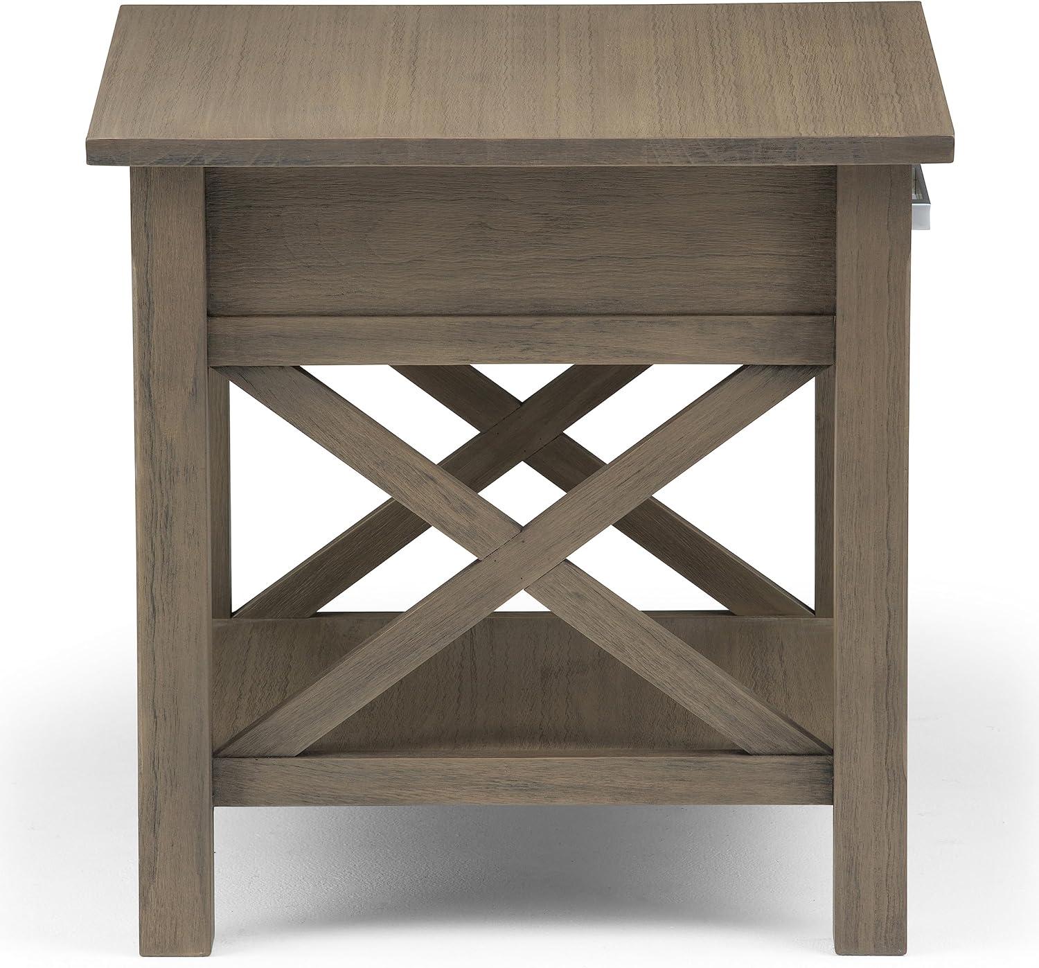 Farmhouse Gray Contemporary Square End Table with Storage