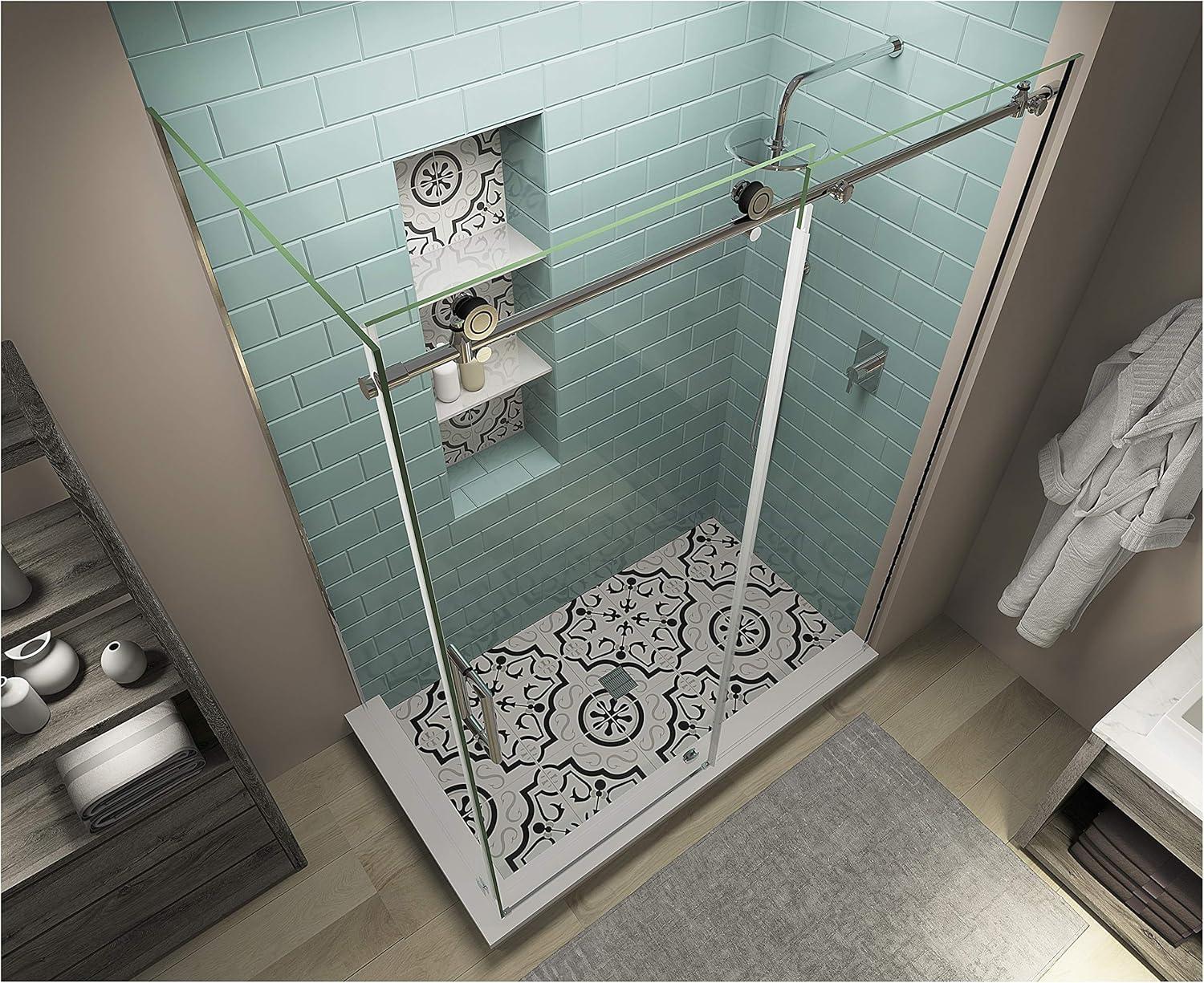 Coraline XL 68" - 72" W x 38" D x 80" H Frameless Rectangle Sliding Shower Enclosure