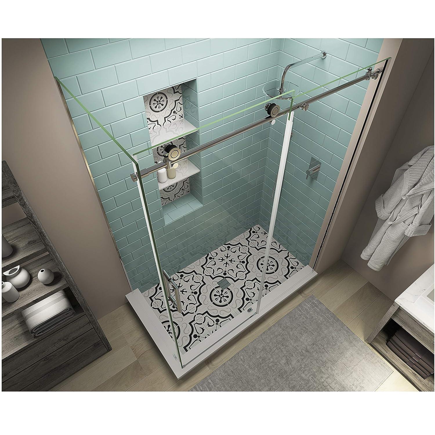 Coraline XL 44" - 48" W x 36" D x 80" H Frameless Rectangle Sliding Shower Enclosure