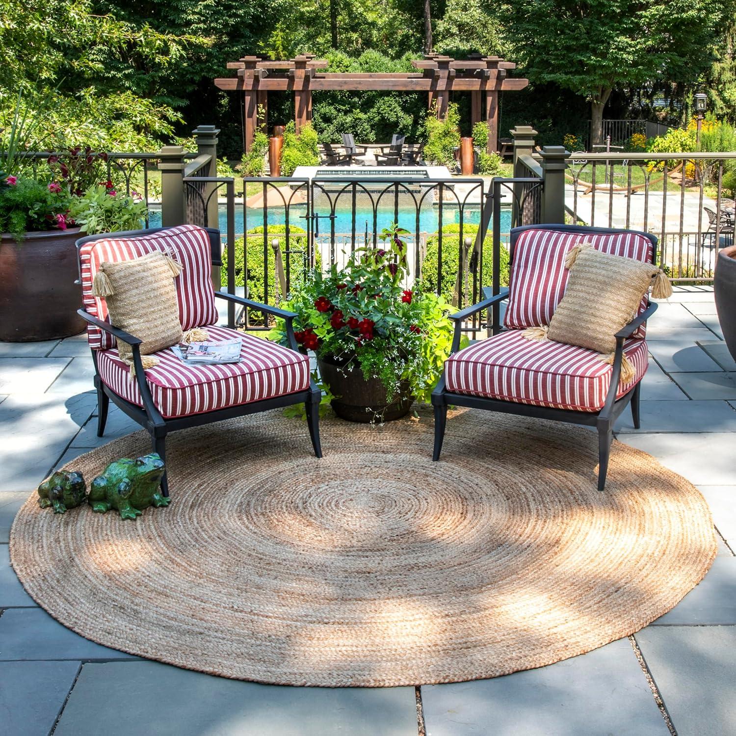 Handmade Braided Jute Round Rug 4' Natural - Reversible and Easy Care