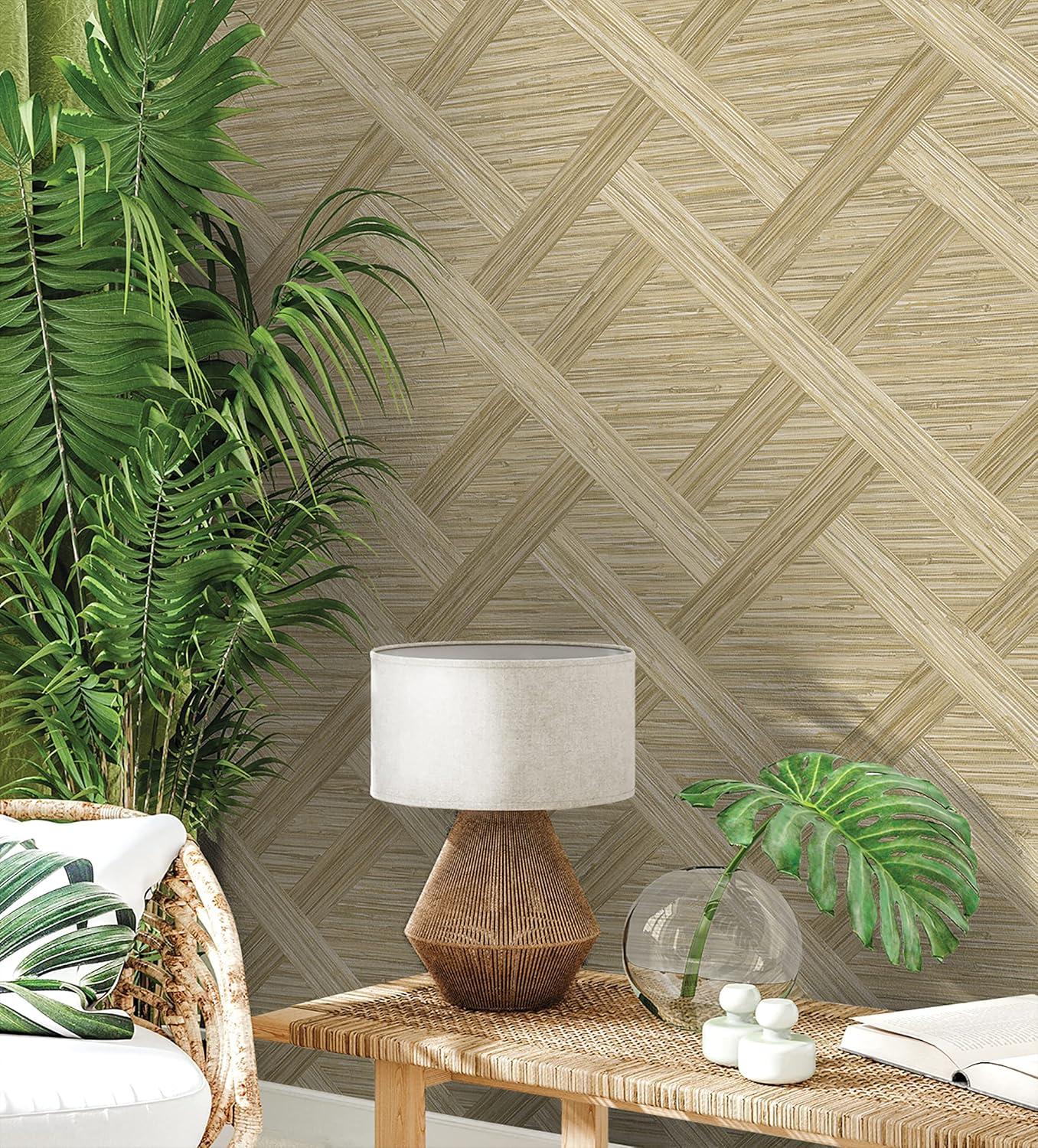 Java Weave Brown Faux Grasscloth Peel and Stick Wallpaper