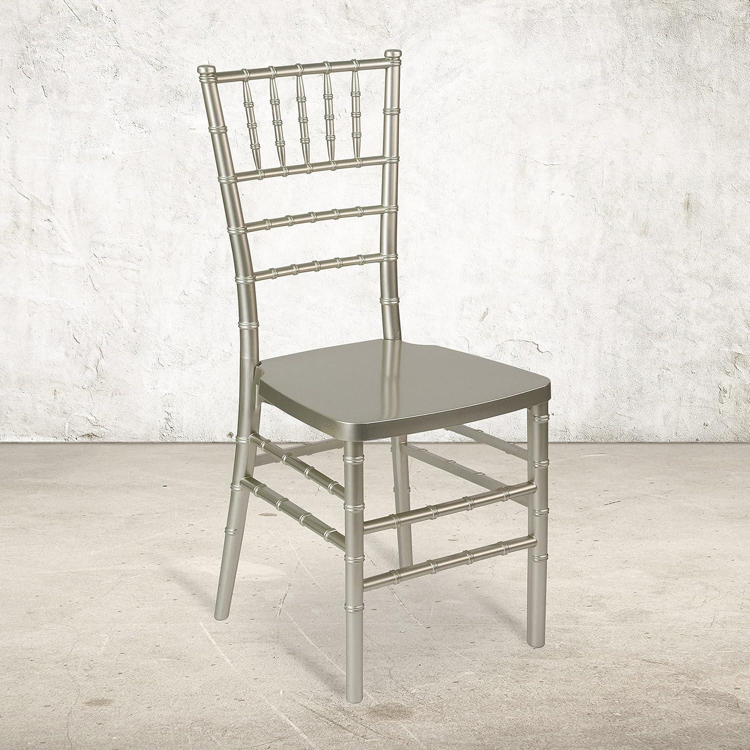 Silver Plastic Armless Chiavari Stacking Chair