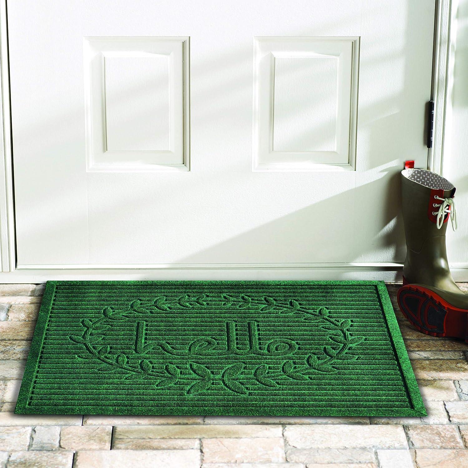 Calloway Mills 103152436 Poly Hello Indoor/Outdoor Mat, 24" x 36", Dark Green