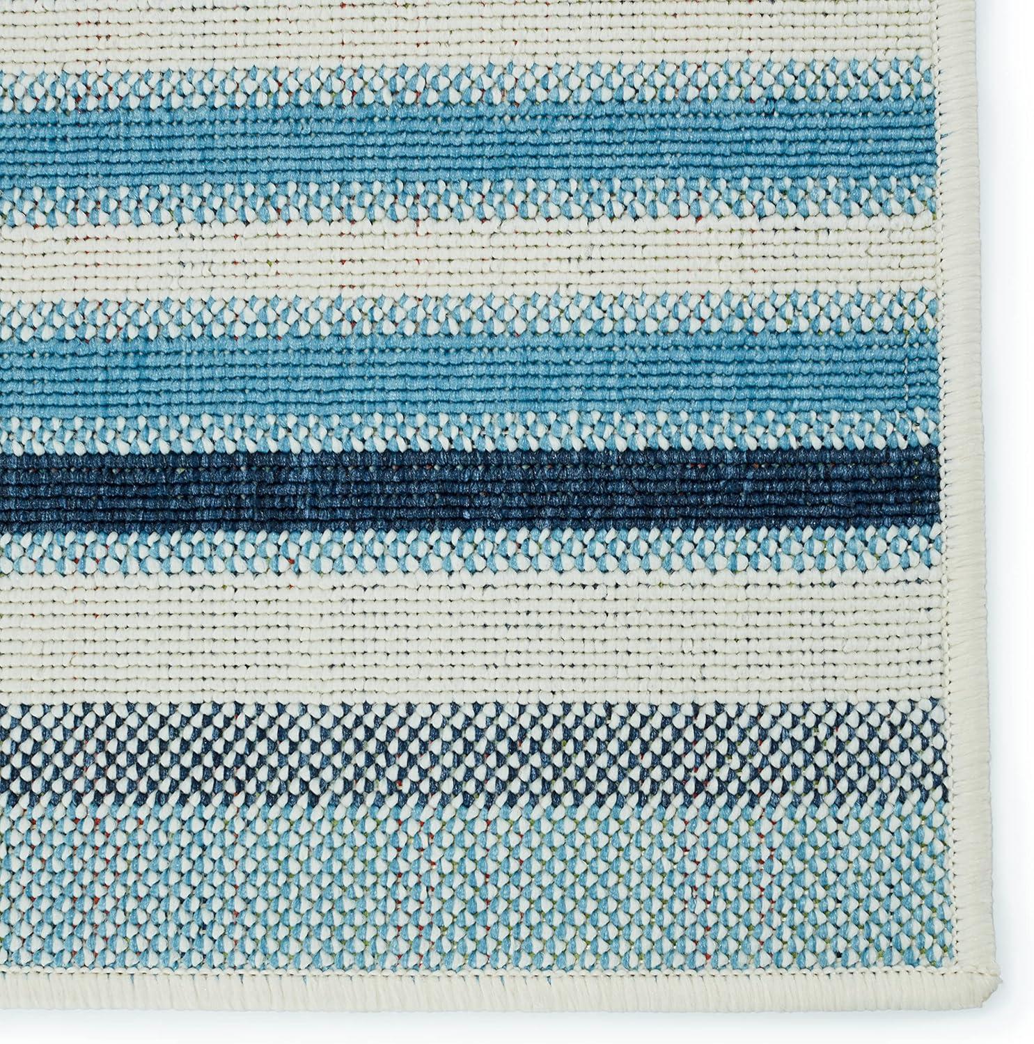 Coastal Stripe Blue and Cream 9' x 12' Synthetic Area Rug