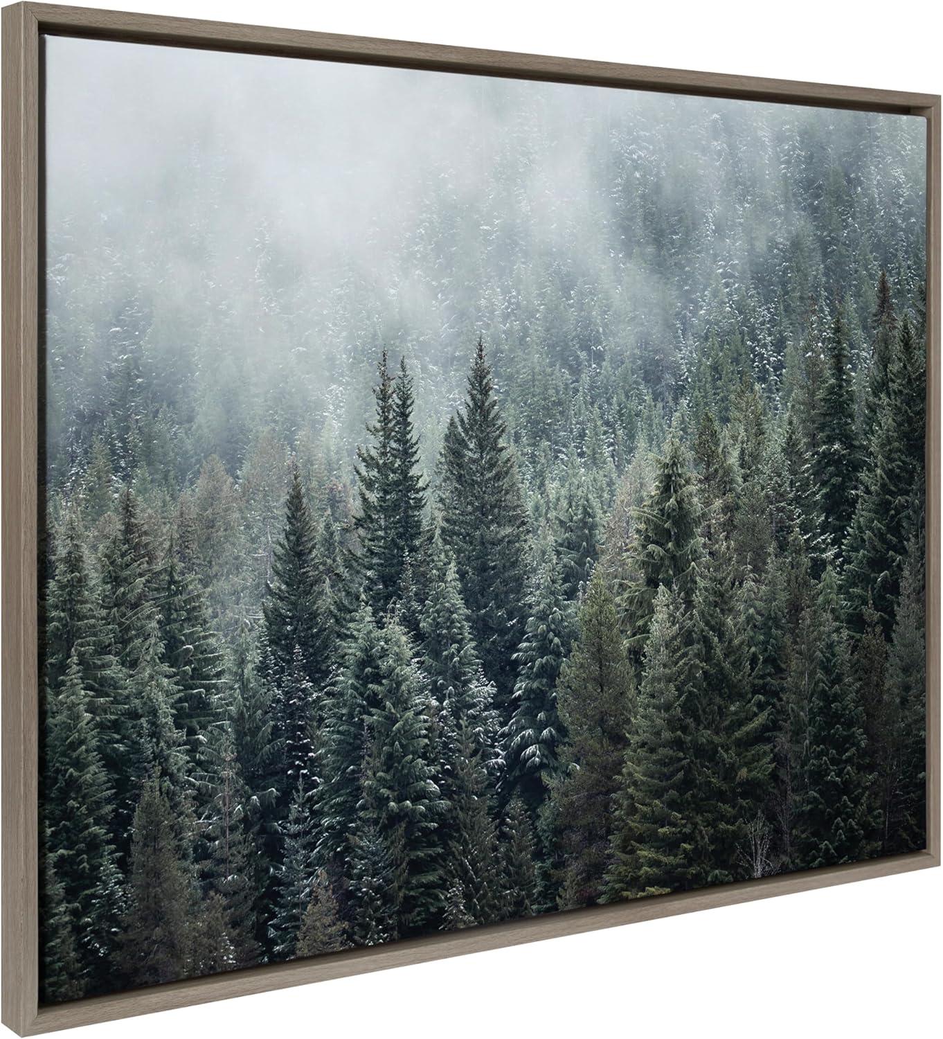 Kate & Laurel All Things Decor Sylvie Evergreen Dream 2 Wall Art: Modern Floating Canvas, Rustic Style