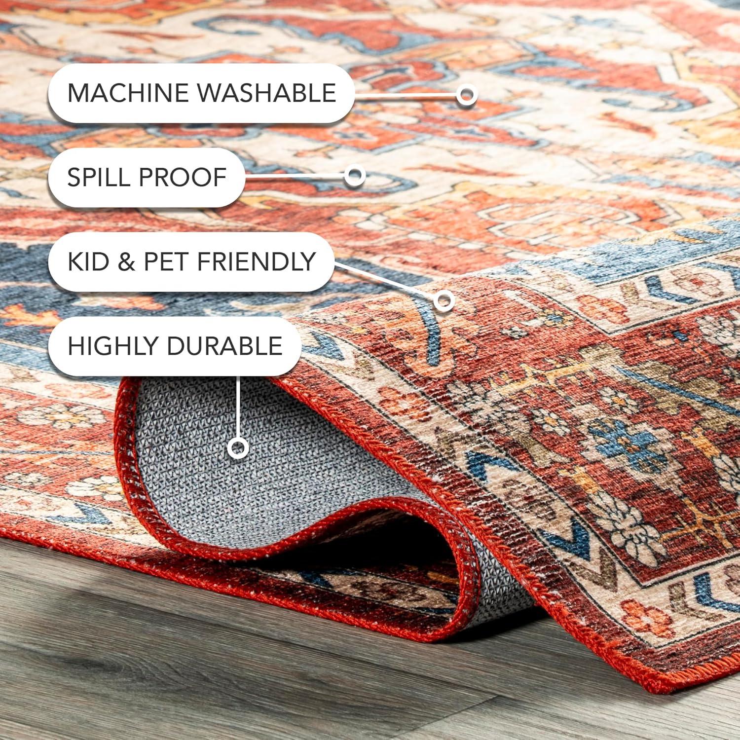 Nuloom Hera Medallion Spill Proof Machine Washable Indoor Area Rug