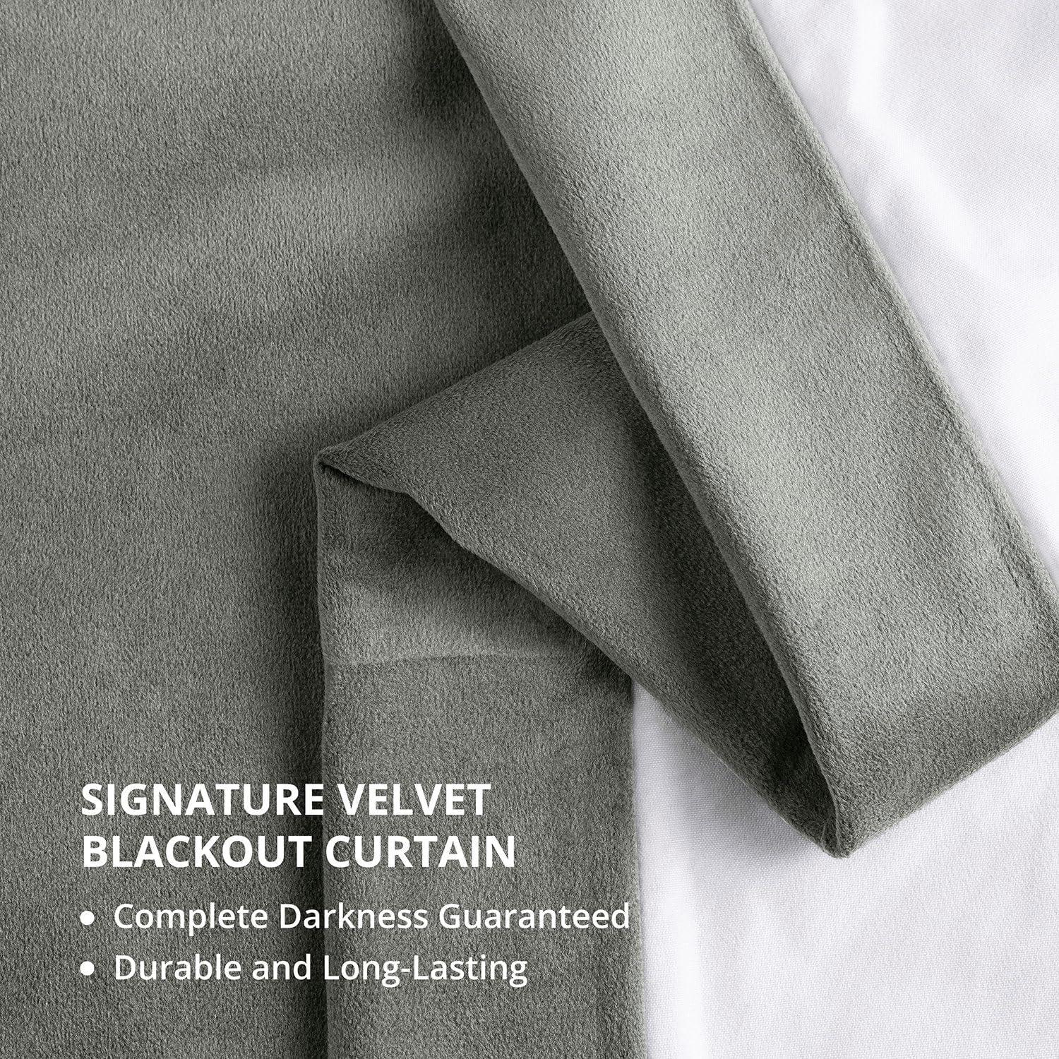 Silver Grey Velvet Pinch Pleat Blackout Curtain - 25 in. W x 96 in. L (1 Panel)
