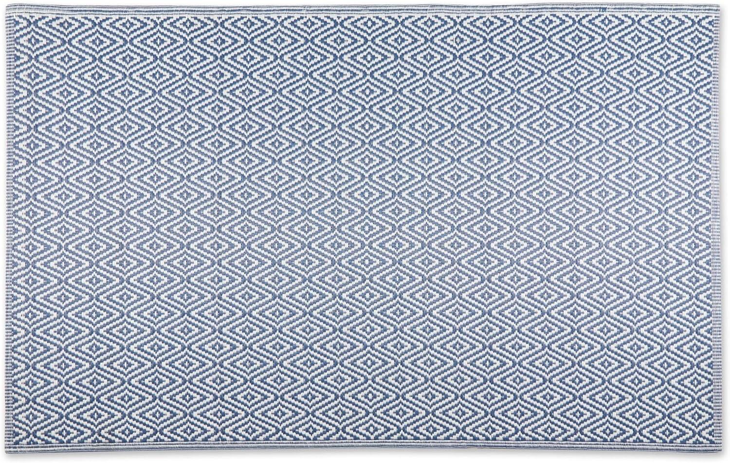 French Blue Diamond Weave Non-Slip Outdoor Rug 4' x 6'