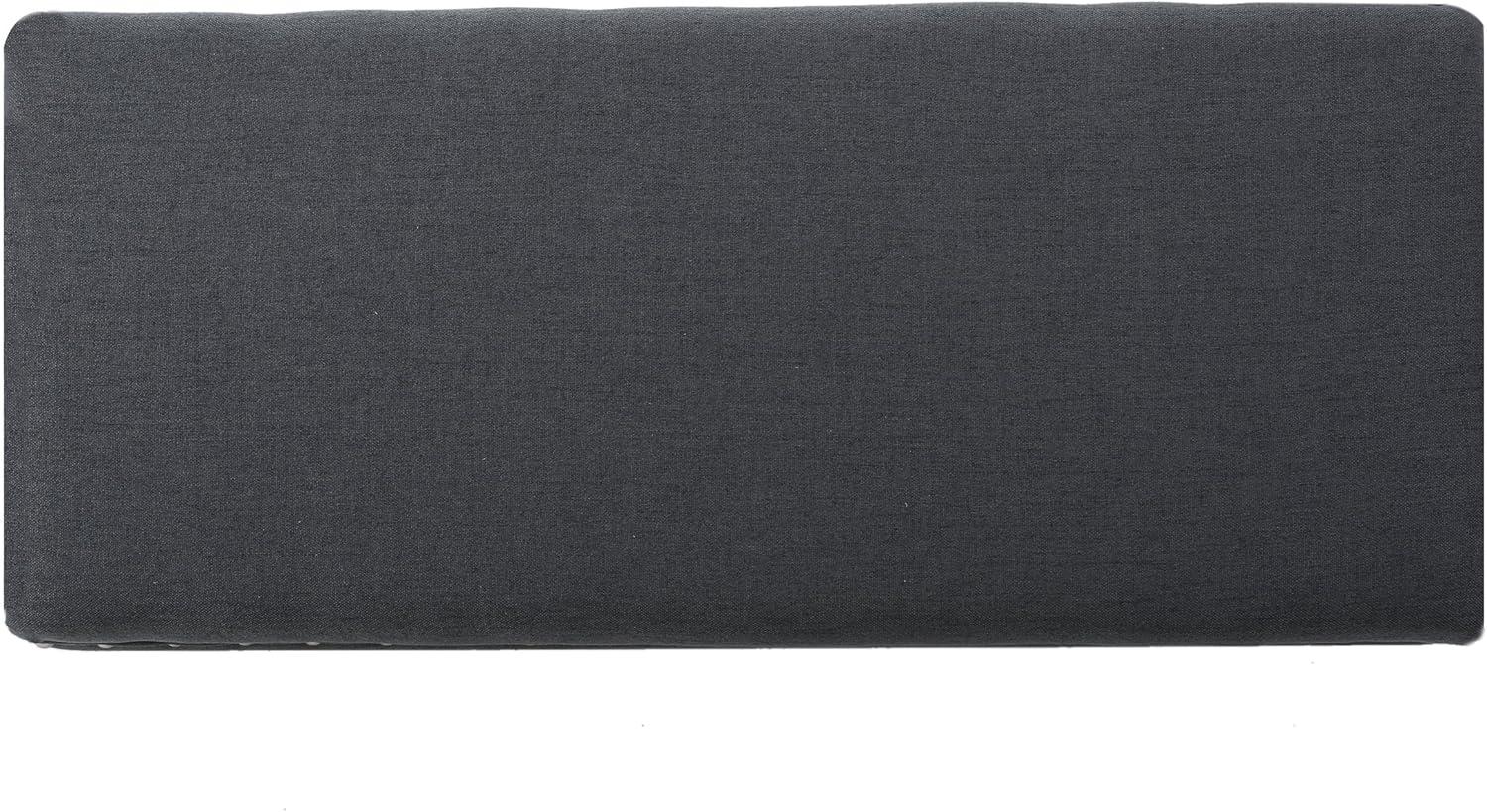 Evvy Charcoal Velvet Storage Ottoman with Nailhead Accents