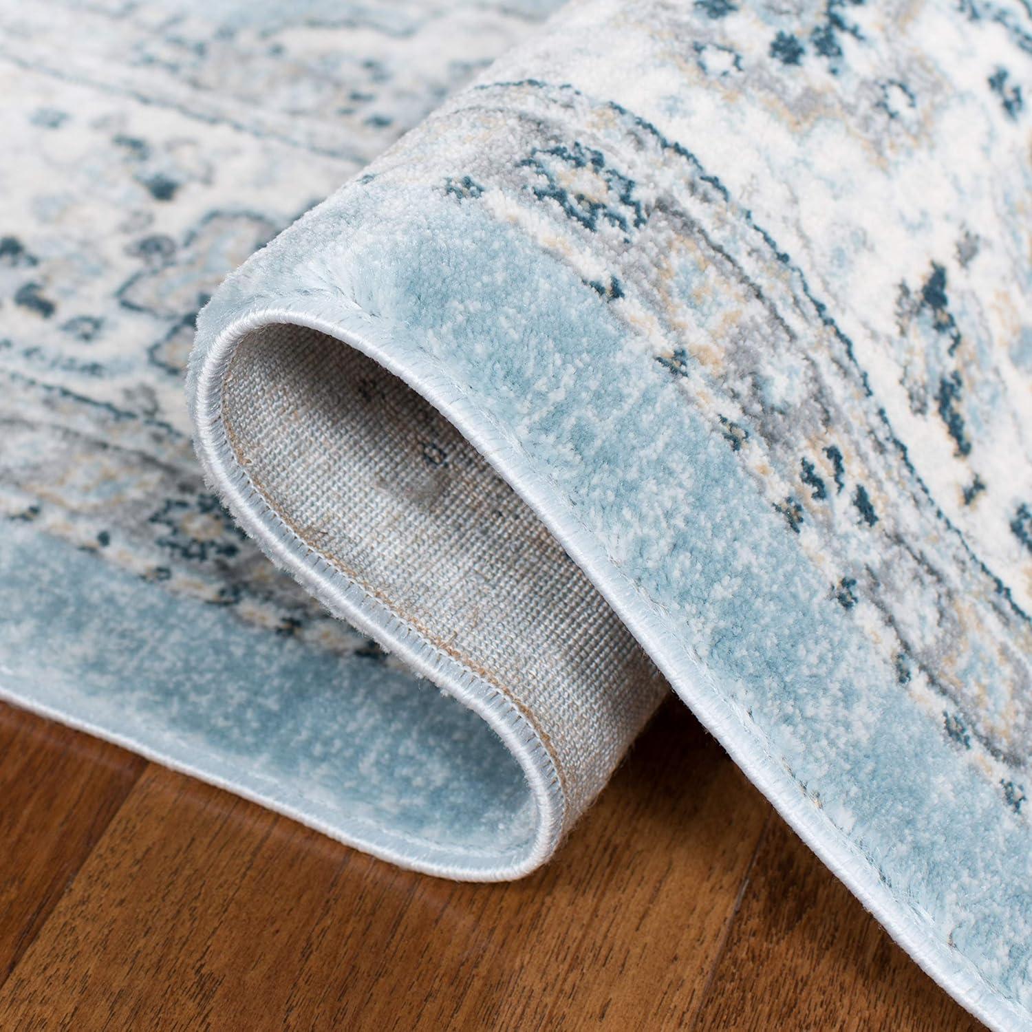 Isabella ISA916 Power Loomed Accent Rug - Blue/Creme - 2'2"x5' - Safavieh