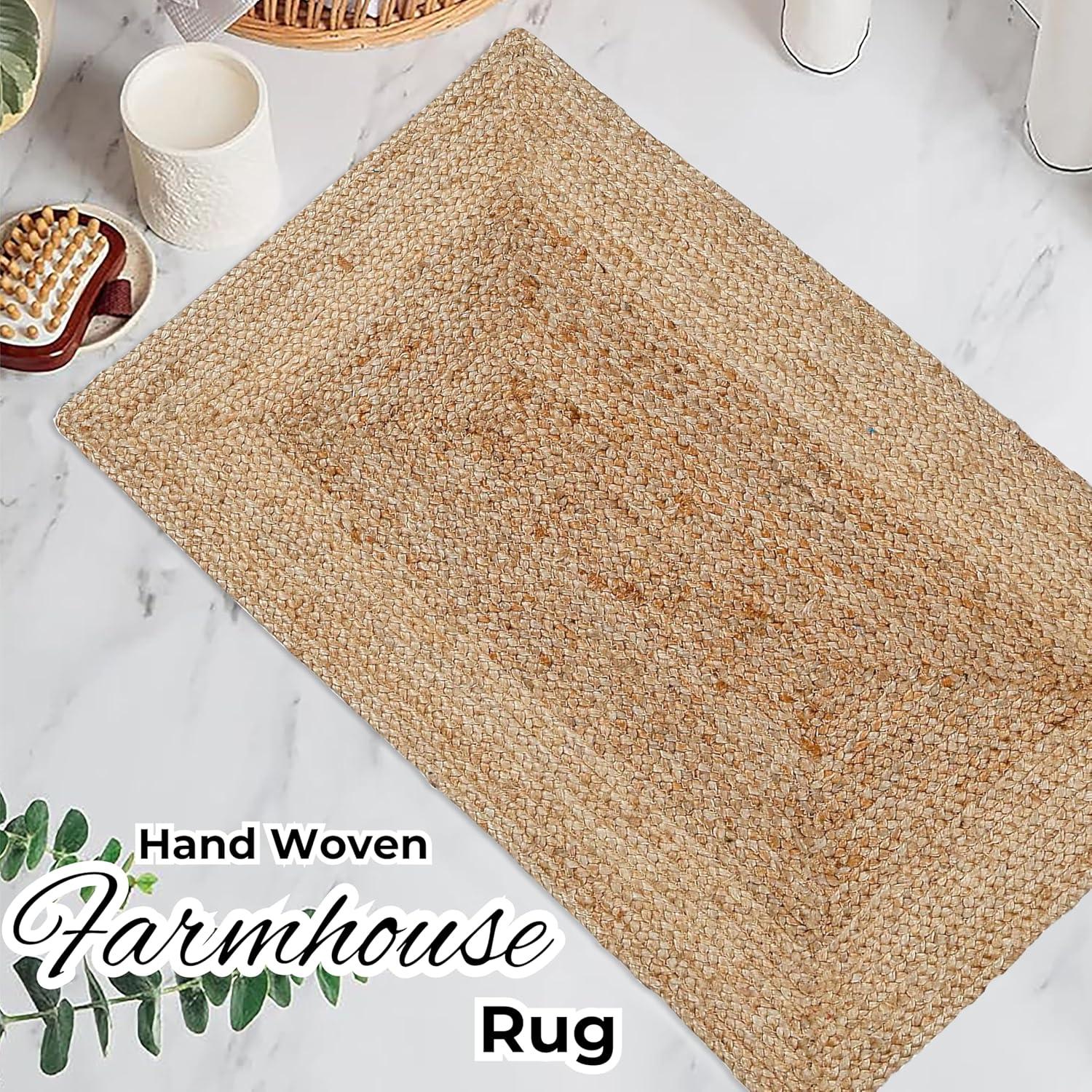Nuloom 4 Round Rigo Jute Hand Woven Indoor Area Rug, Natural, Solid Farmhouse Design, Natural Fiber Bedroom, Living Room, Kitchen,