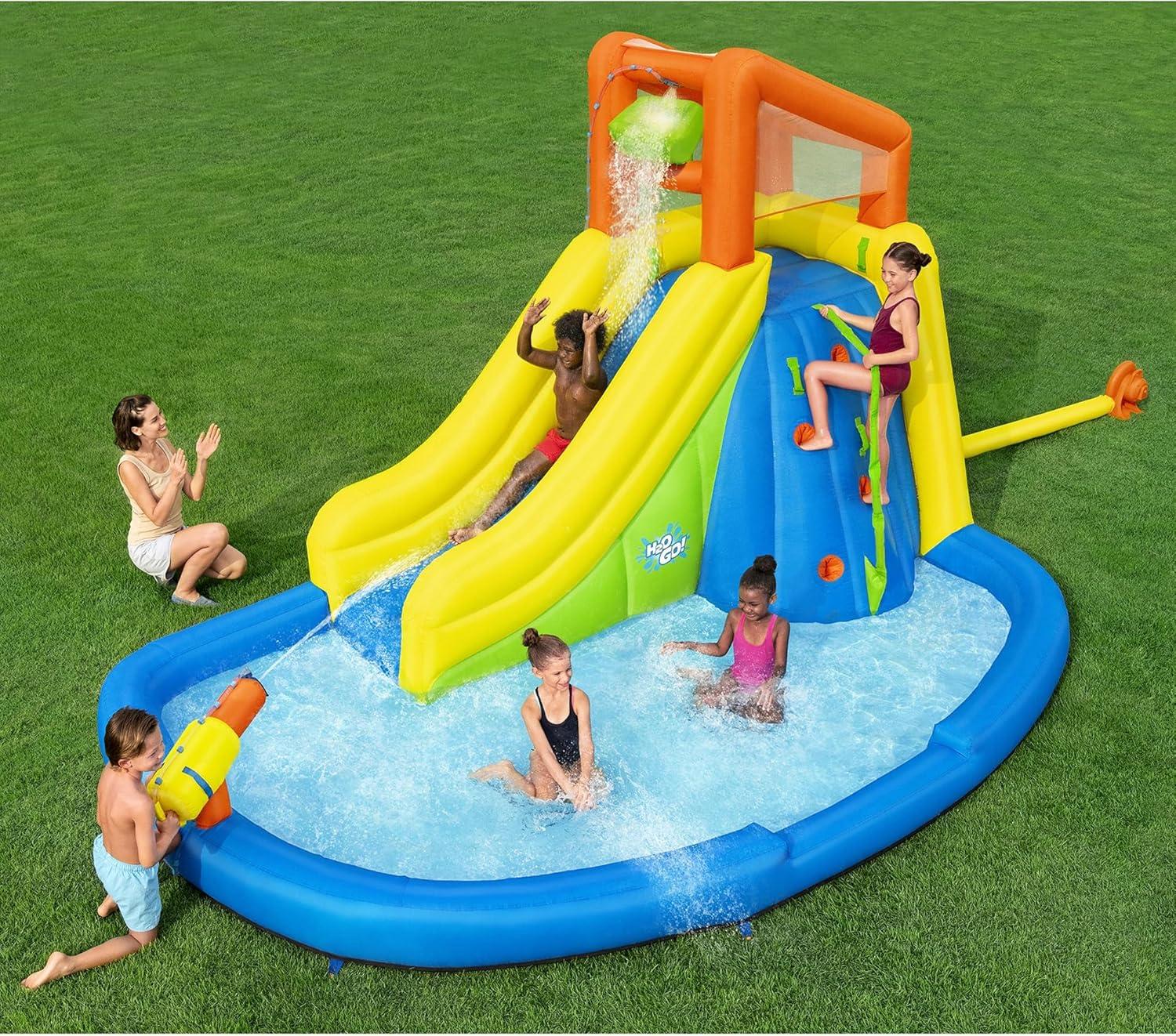 H2OGO! Mount Splashblast Mega Water Park –Inflatable Pool, Slide & Climbing Wall