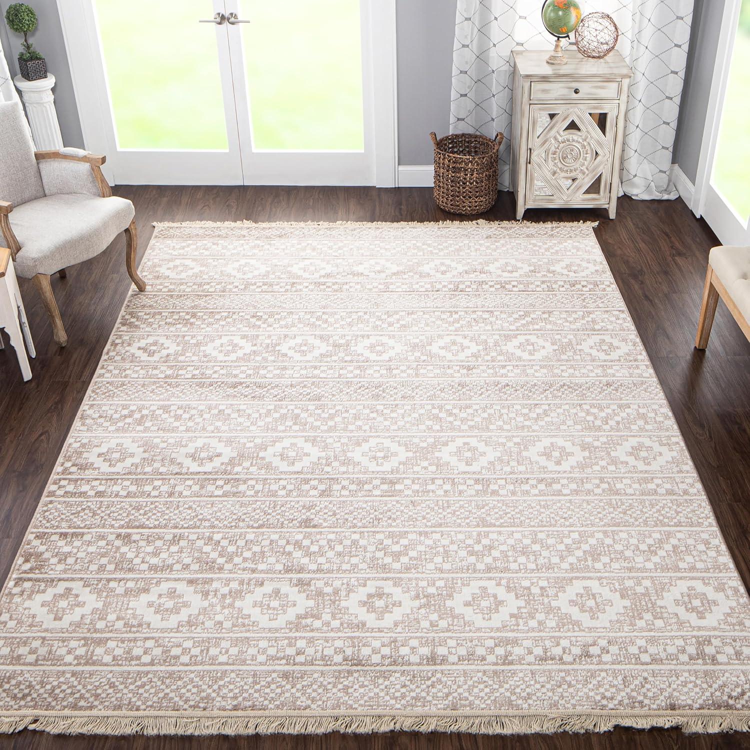 Amber Geometric 8' x 10' Polypropylene Area Rug