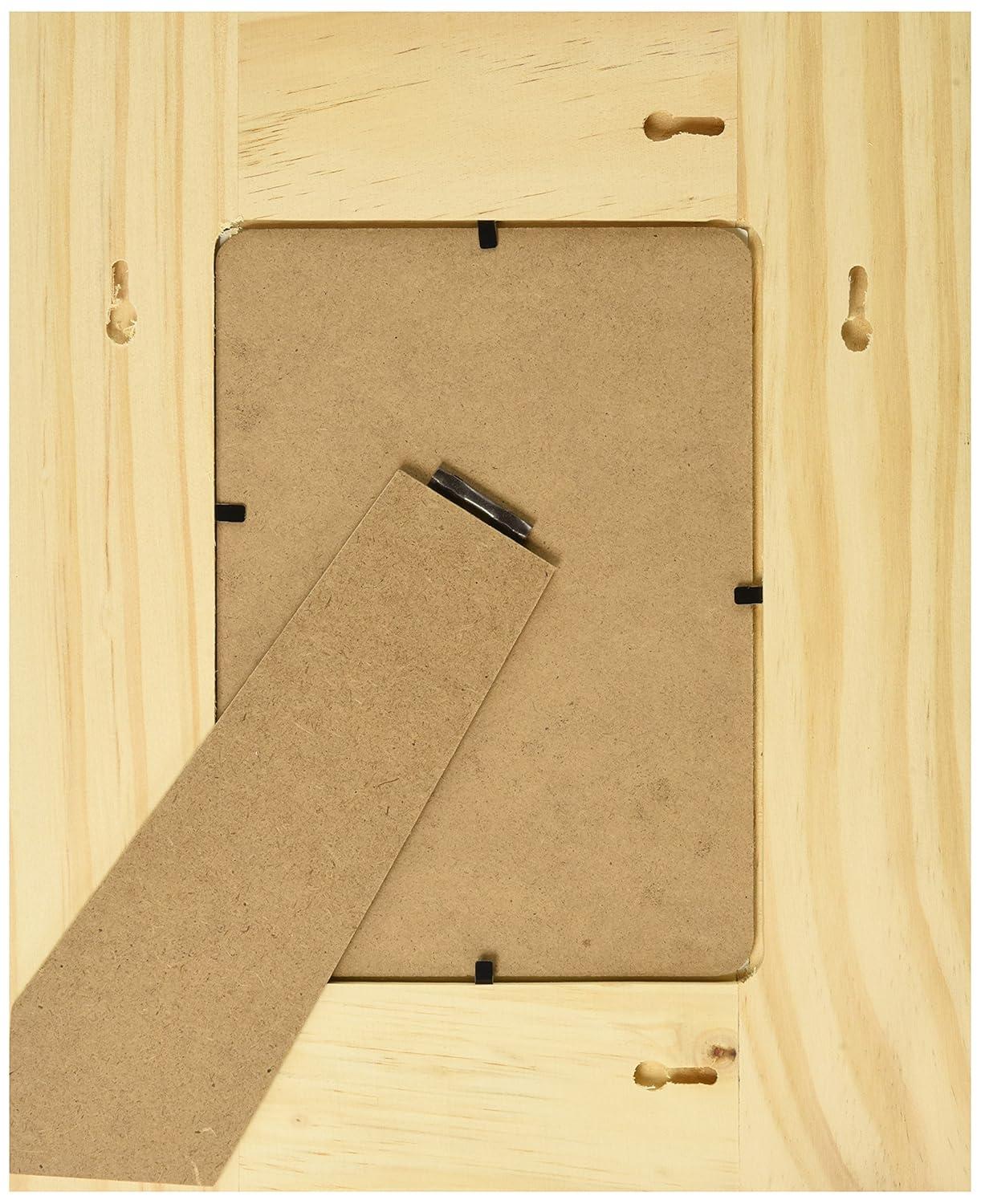 Plaid Unpainted Wood Surface, Wood Frame, 1 Piece, 5" x 7"